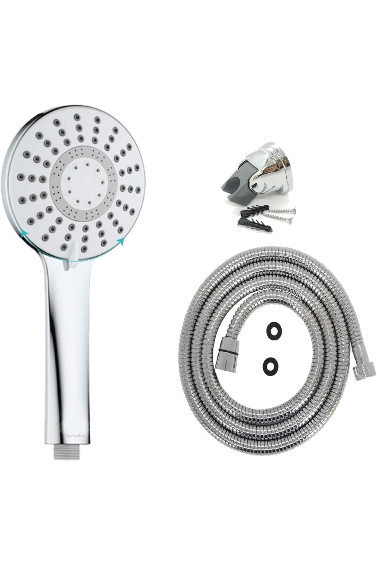 STOREMAX mrttnca Rainy Lüks Duş Seti - 5 Fonksiyonlu Masaj Duş Başlığı + 150cm Ekstra Uzun Çift Kenet