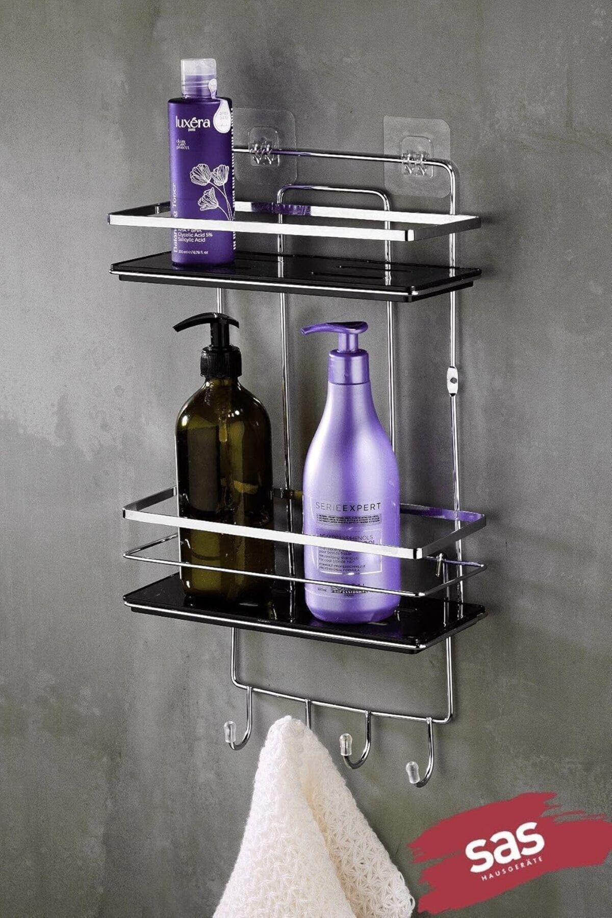 STOREMAX mrttnca Haus Yapışkanlı Ömür Boyu Paslanmaz Kristal Ayarlanabilir Raf Banyo Düzenleyici Şampu