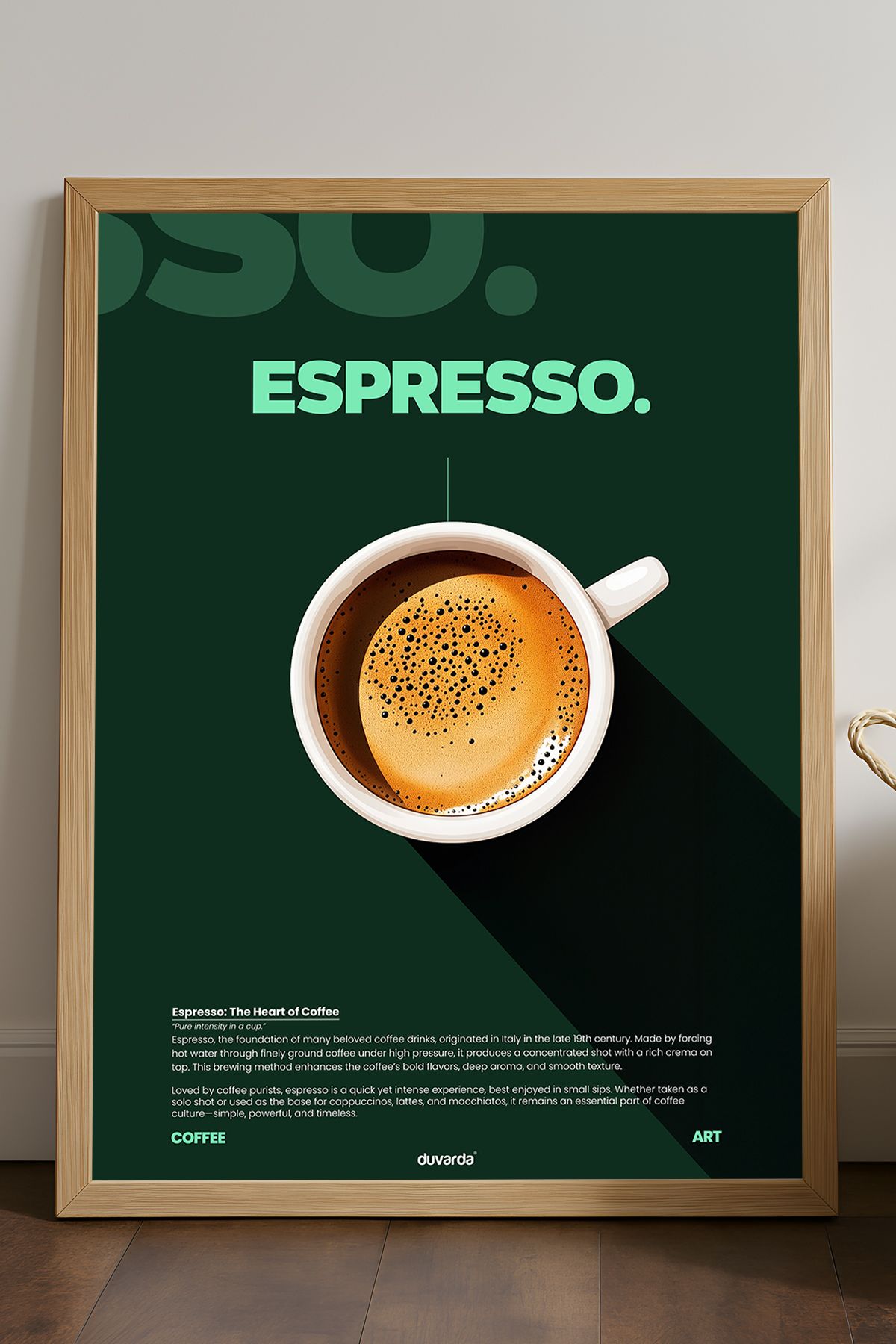 Duvarda Espresso Kahve Doğal Ahşap Çerçeveli Dekoratif Duvar Tablosu