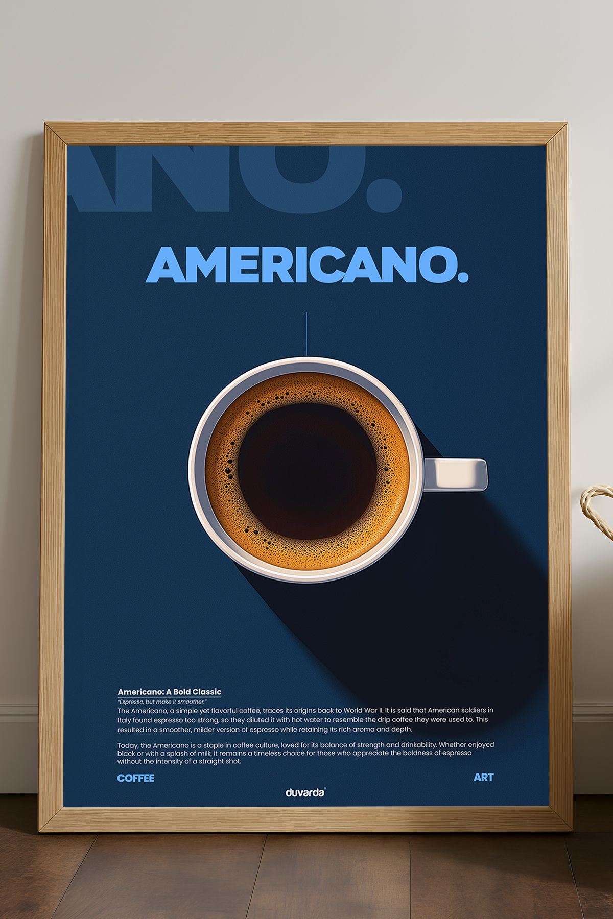 Duvarda Americano Kahve Doğal Ahşap Çerçeveli Dekoratif Duvar Tablosu