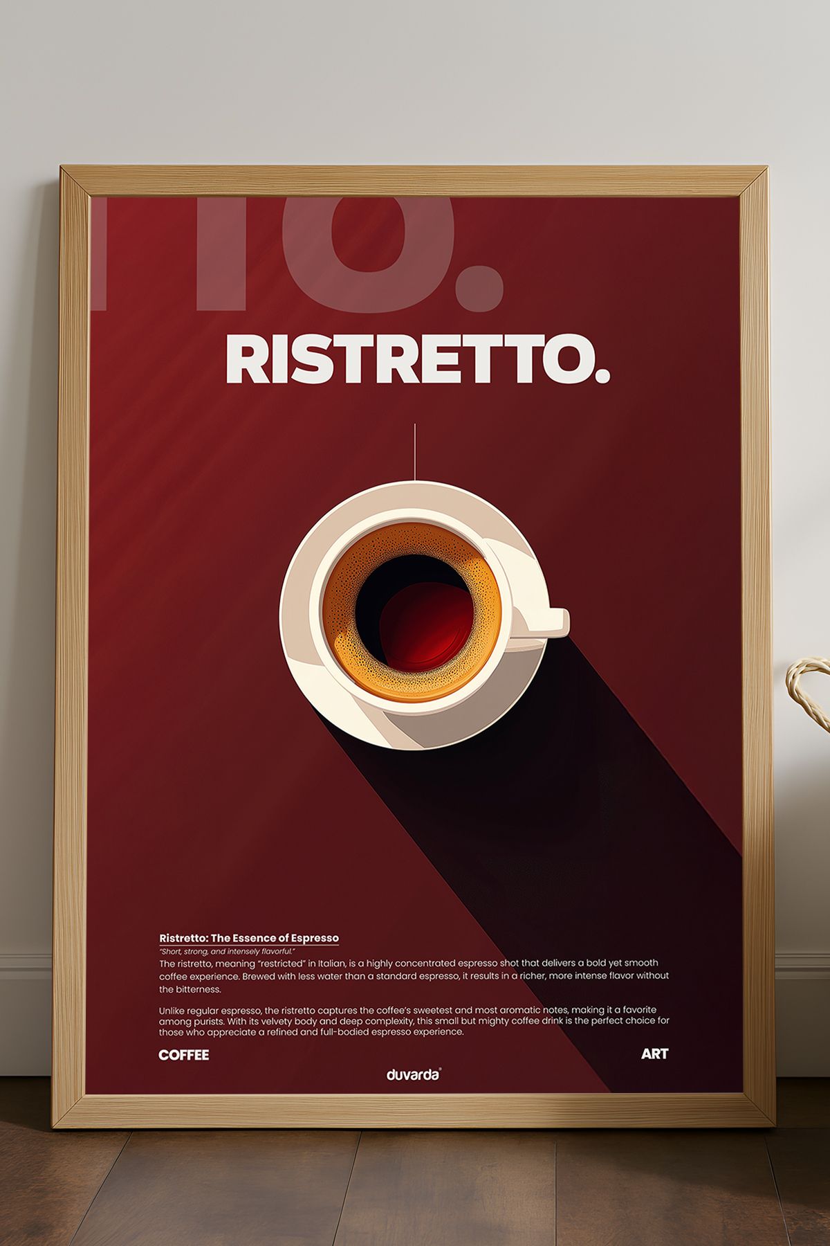 Duvarda Ristretto Kahve Doğal Ahşap Çerçeveli Dekoratif Duvar Tablosu