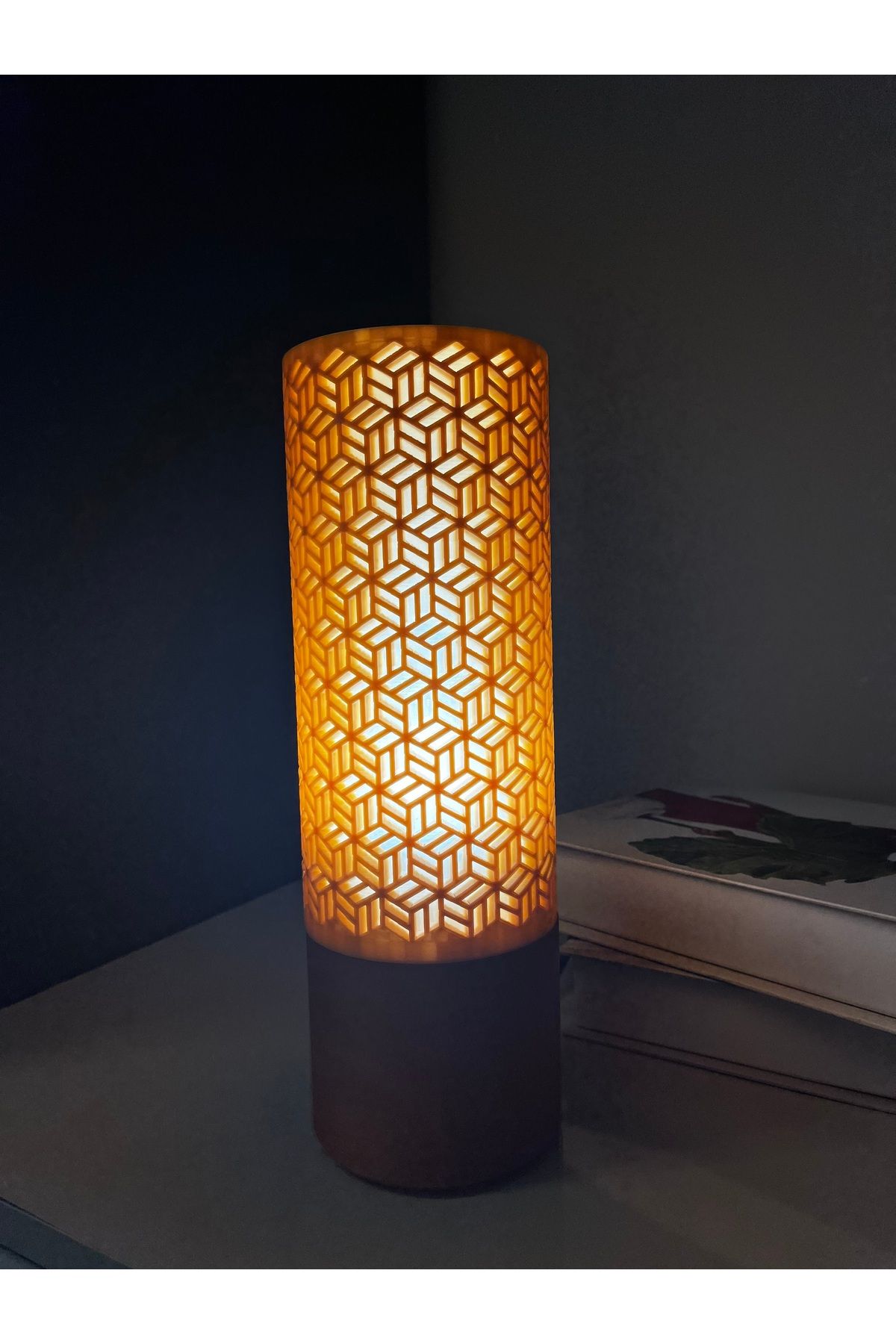 MinikbirDükkan Geometrik Desenli Özel Tasarım Dekoratif Masa Lambası