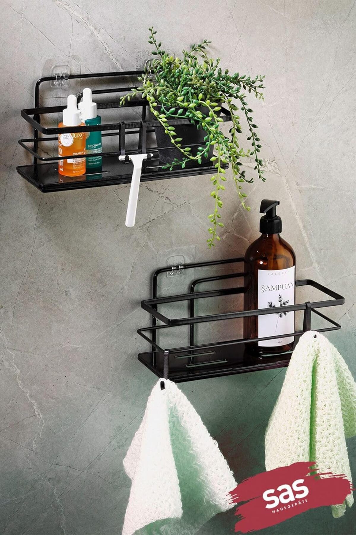 STOREMAX mrttnca Haus Yapışkanlı Ömür Boyu Paslanmaz Kristal Ayarlanabilir Raf Banyo Düzenleyici Şampu