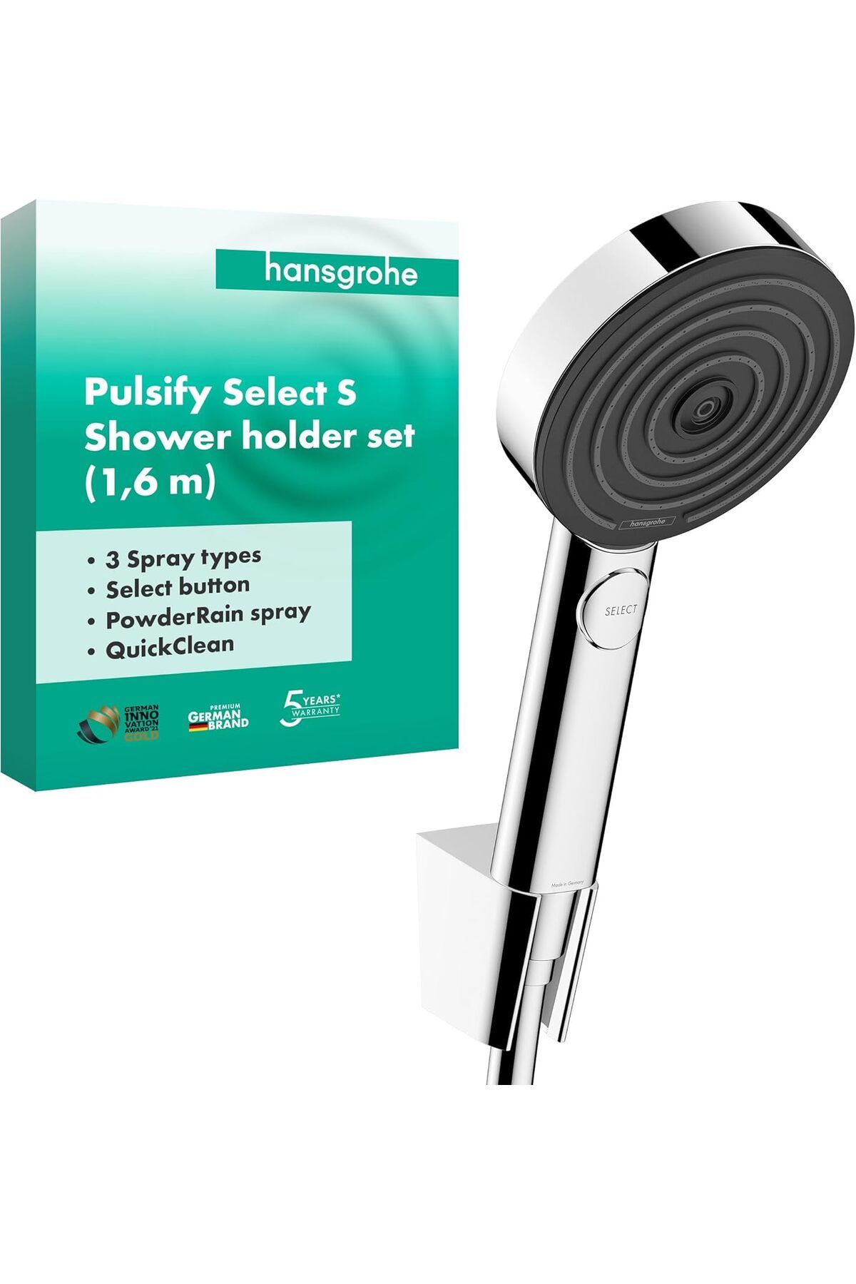 STOREMAX mrttnca Pulsify Select S duş seti, hortumlu ve tutuculu duş başlığı, 3 püskürtme türüne sa