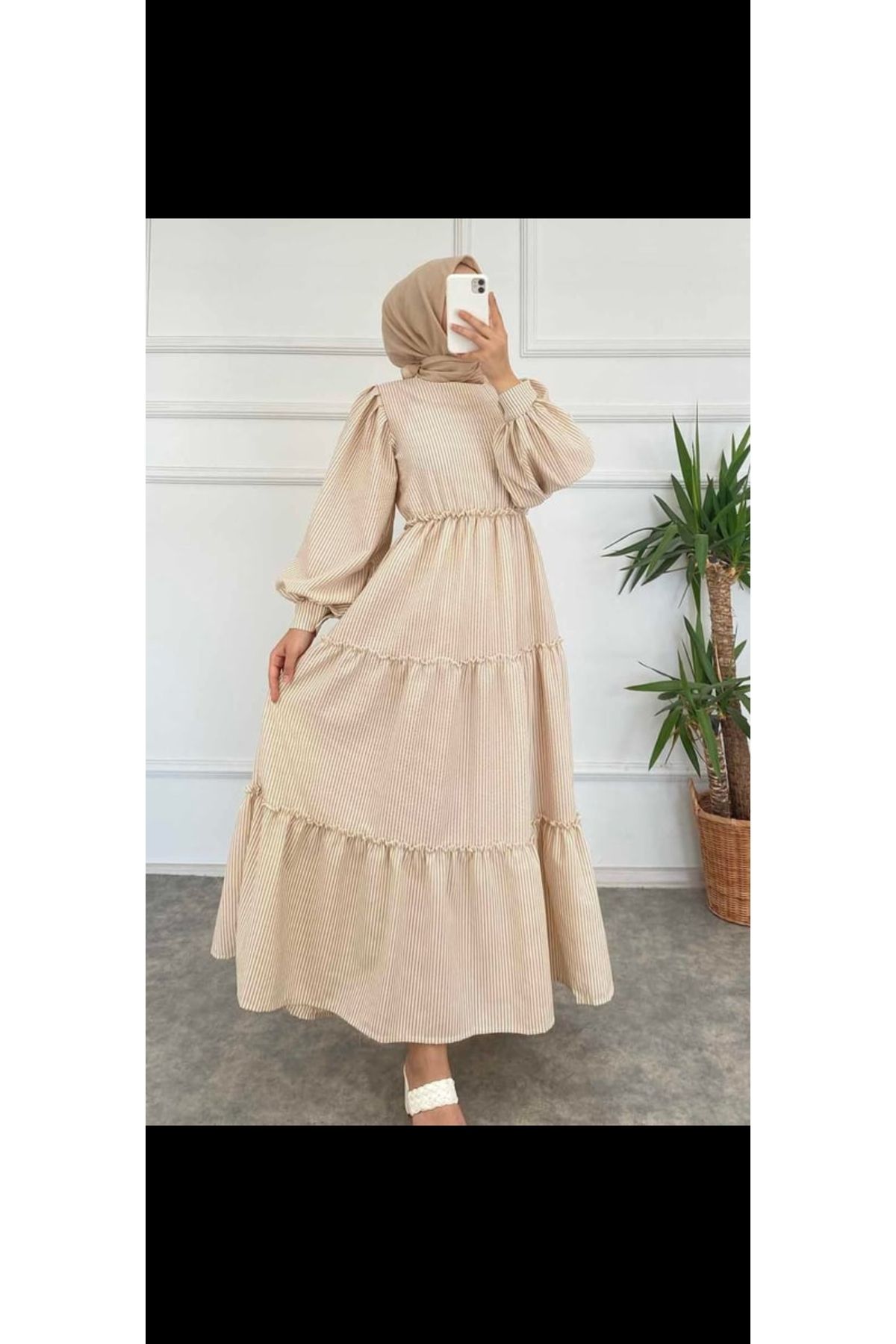 moda paketi Tesettür Elbise Çizgili