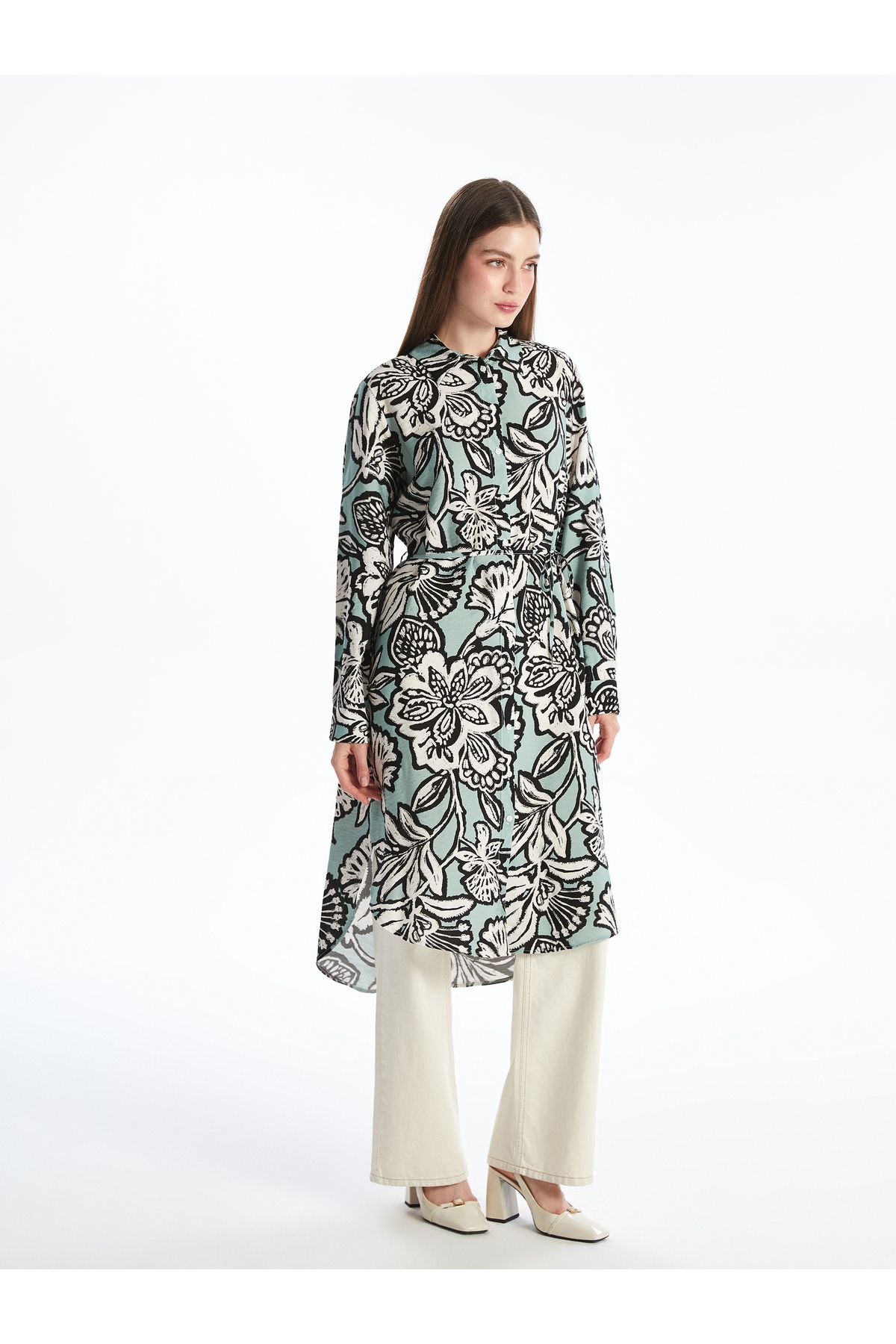 LC Waikiki Desenli Oversize Kadın Gömlek Tunik