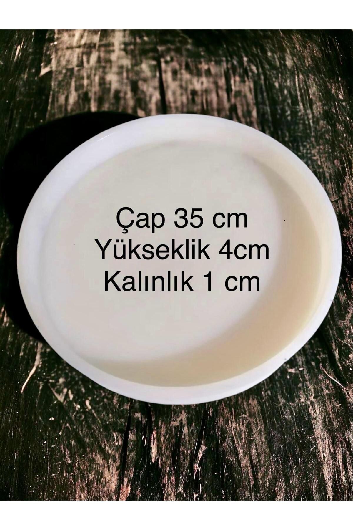 DEKORANLA Beyaz Silikon Sehpa Ve Saat Kalıbı, 35cm İç Çap, 4cm İç Yükseklik