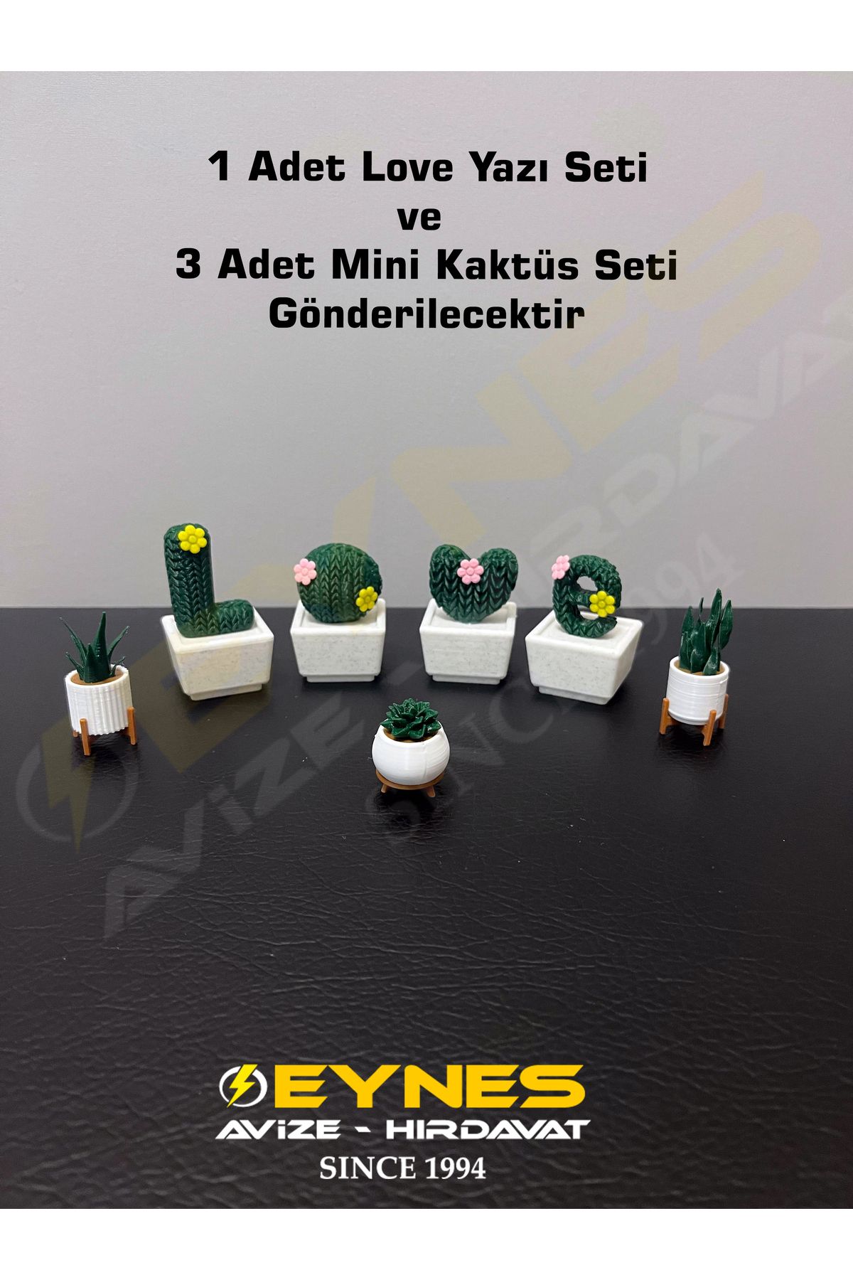 DEKORANLA Şık oturma odası dekoru, love yazısı ve mini kaktüs ile sıcak atmosfer