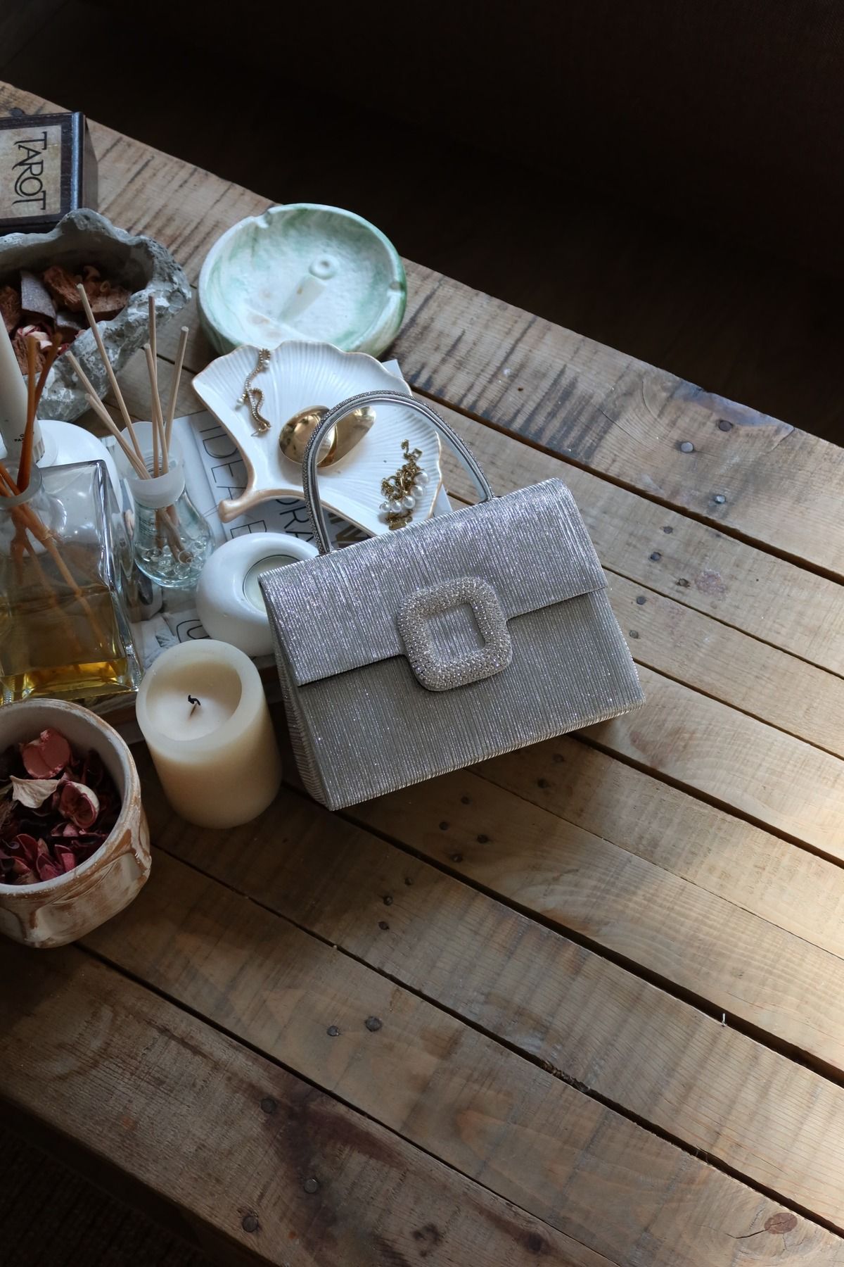 Moom Bag Kadın Silver Toka Detaylı Tutma Saplı Zincirli El Omuz Çantası