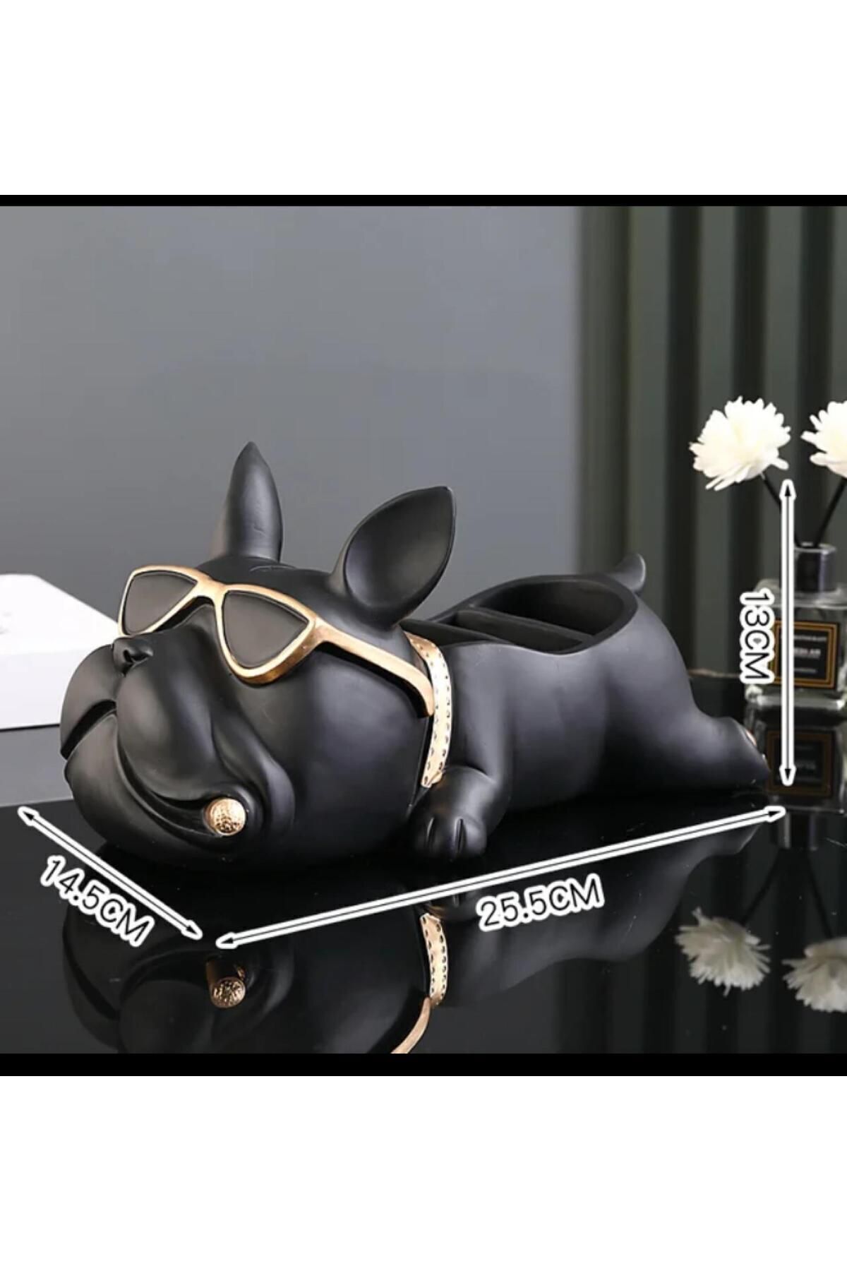 DEKORANLA Siyah Fransız Bulldog Anahtarlık, Dekoratif ve Özel Biblo Şıklığı