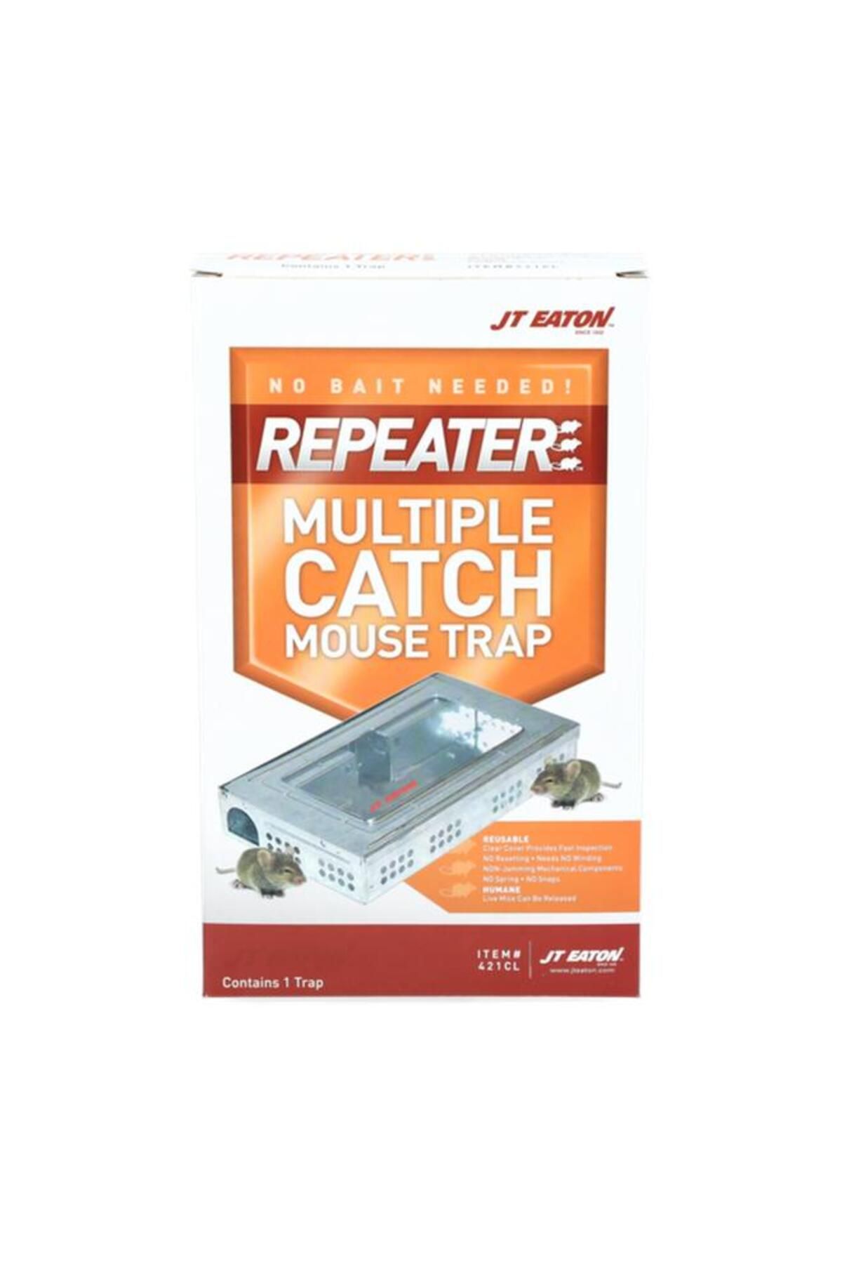 Generic-JT Eaton Non-Jamming Repeater Multiple Catch Steel Mouse Trap with Window Silver and Clear 1