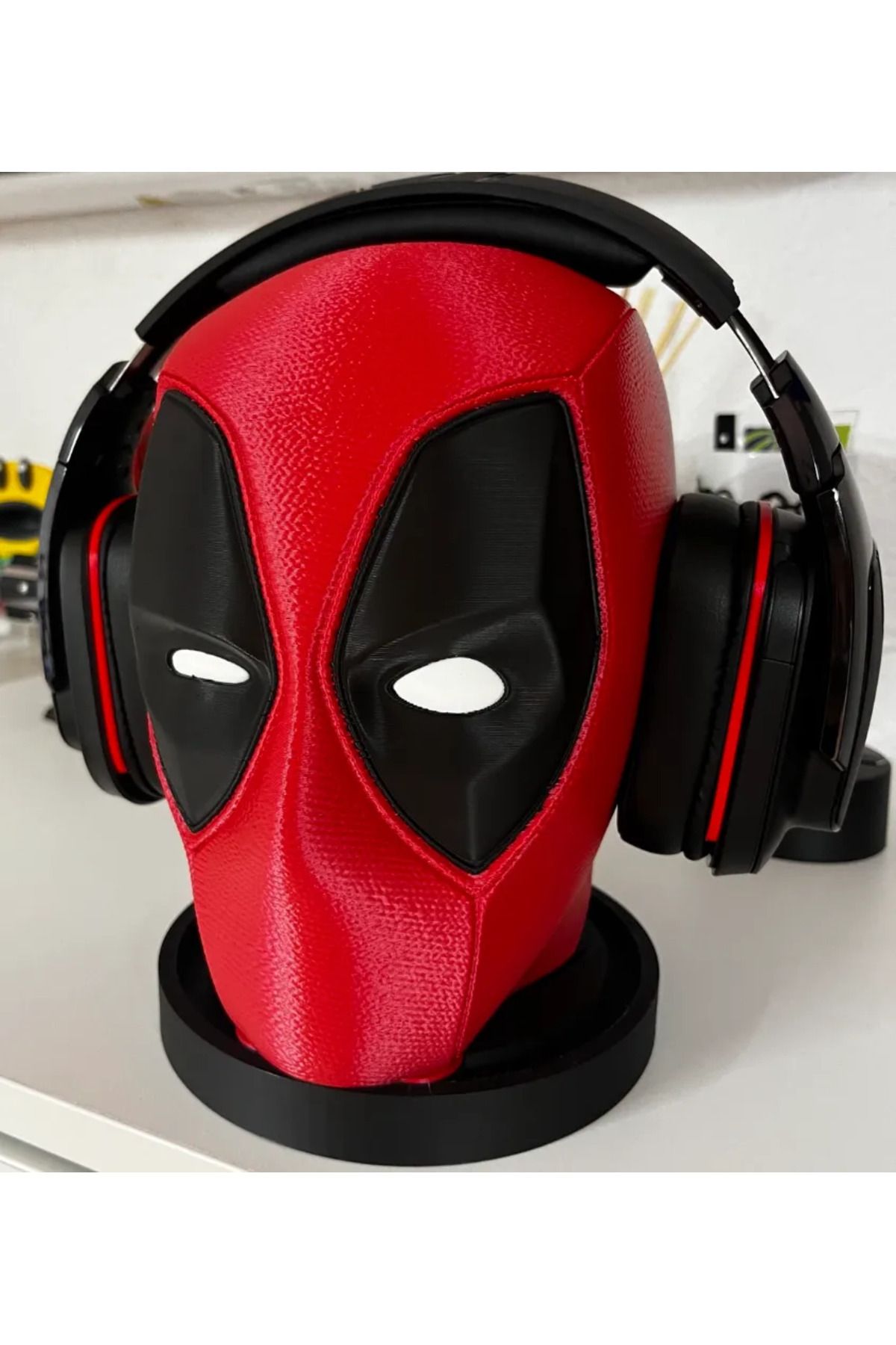 DEKORANLA Renkli Deadpool Kulaklık Standı, 20 cm, masaüstü kulaklık tutucu