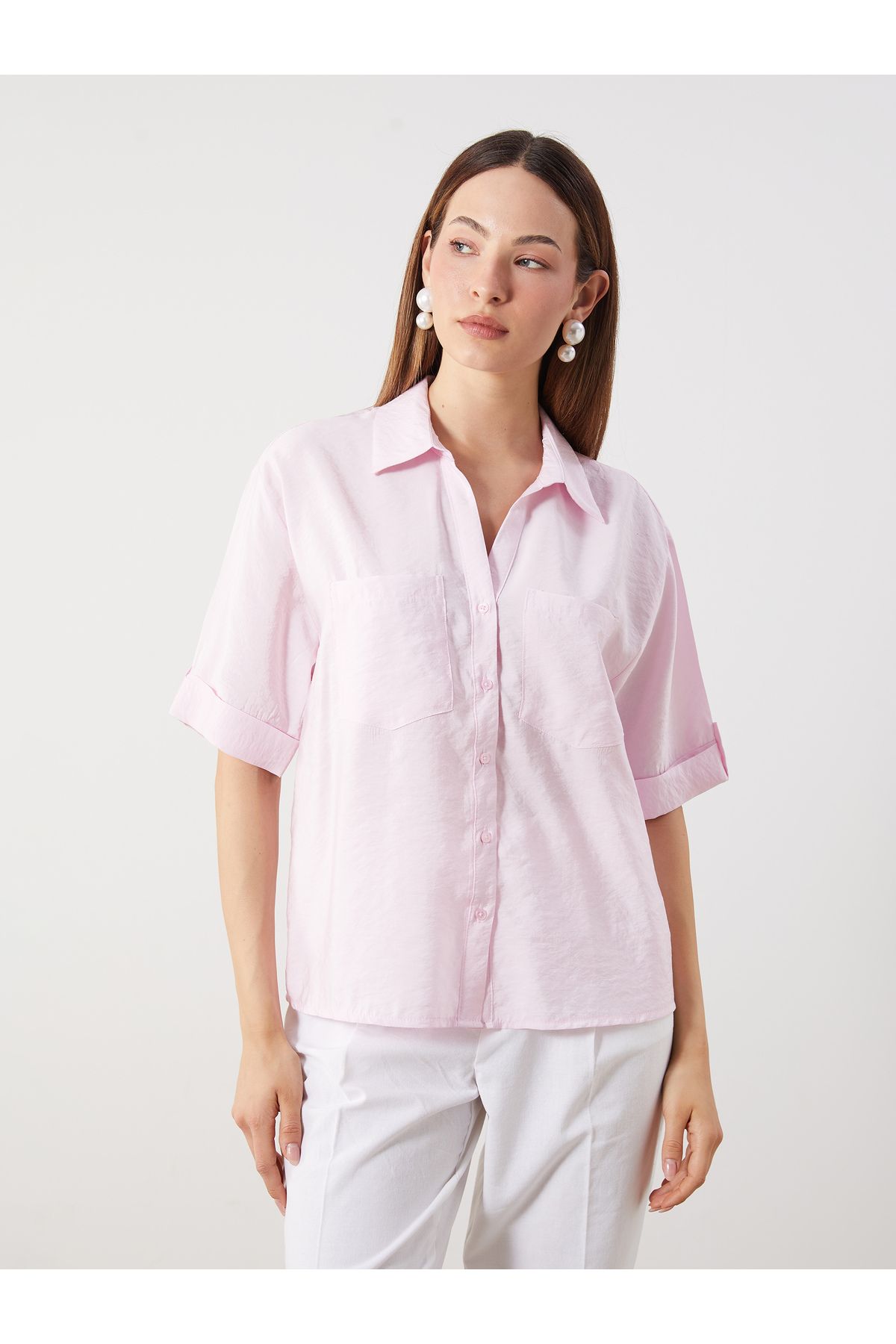 LC Waikiki Modal Karışımlı Oversize Kadın Gömlek