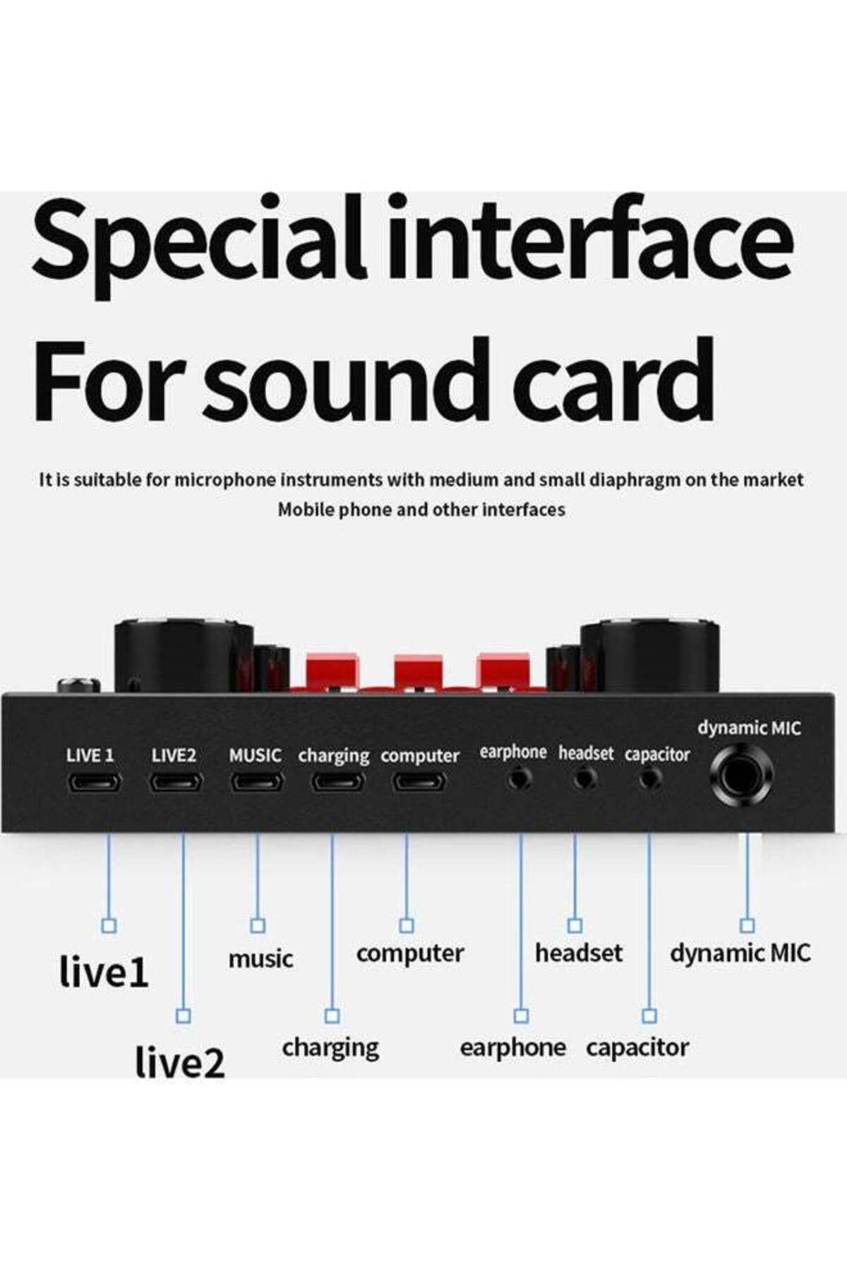 COOYA-Professional Condenser Microphone With Live Sound Card And Studio Recording Broadcasting Set 5