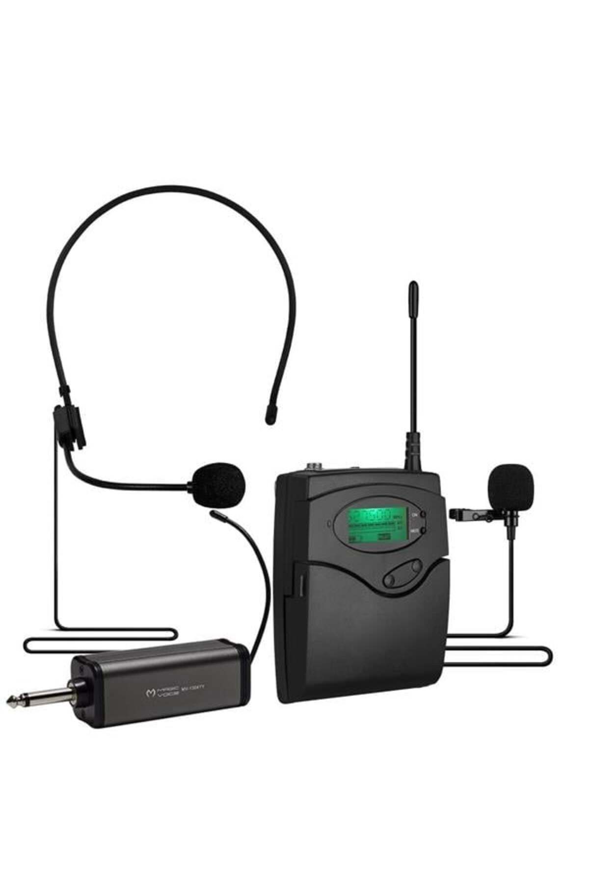 DENİZBİLİŞİM Magicvoice Mv-1303Y Kablosuz 1 Yaka+1 Headset Telsiz Mikrofon