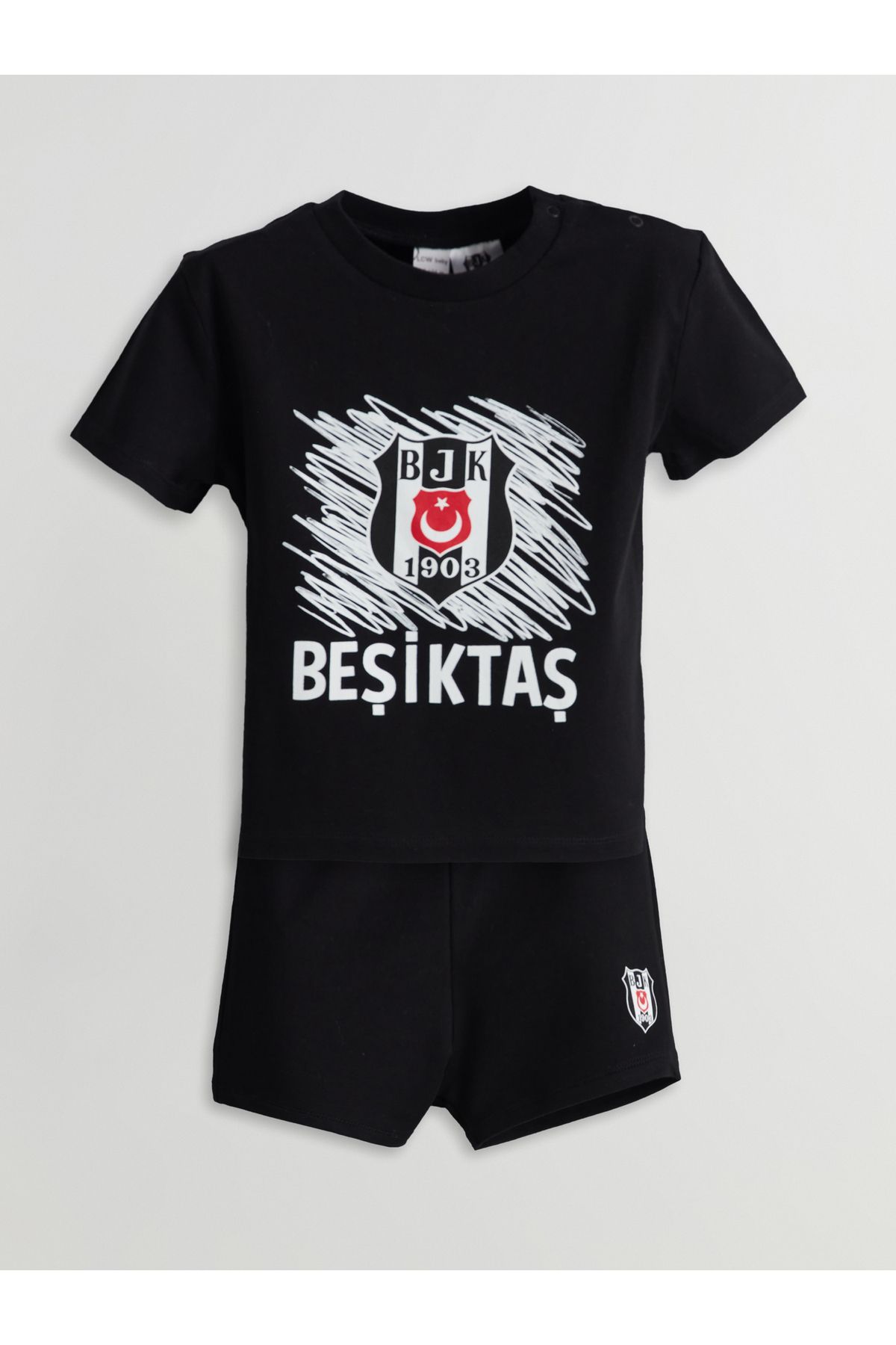 LC Waikiki Beşiktaş Baskılı Erkek Bebek Şortlu Takım