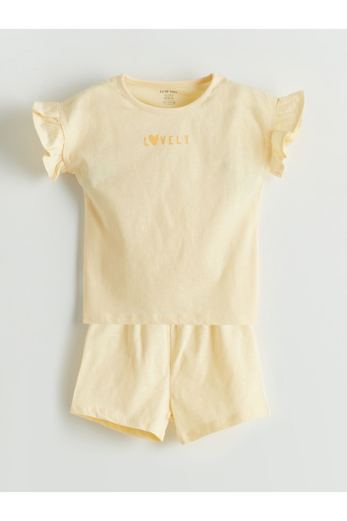 LC Waikiki Bisiklet Yaka Kız Bebek Şortlu Pijama Takımı