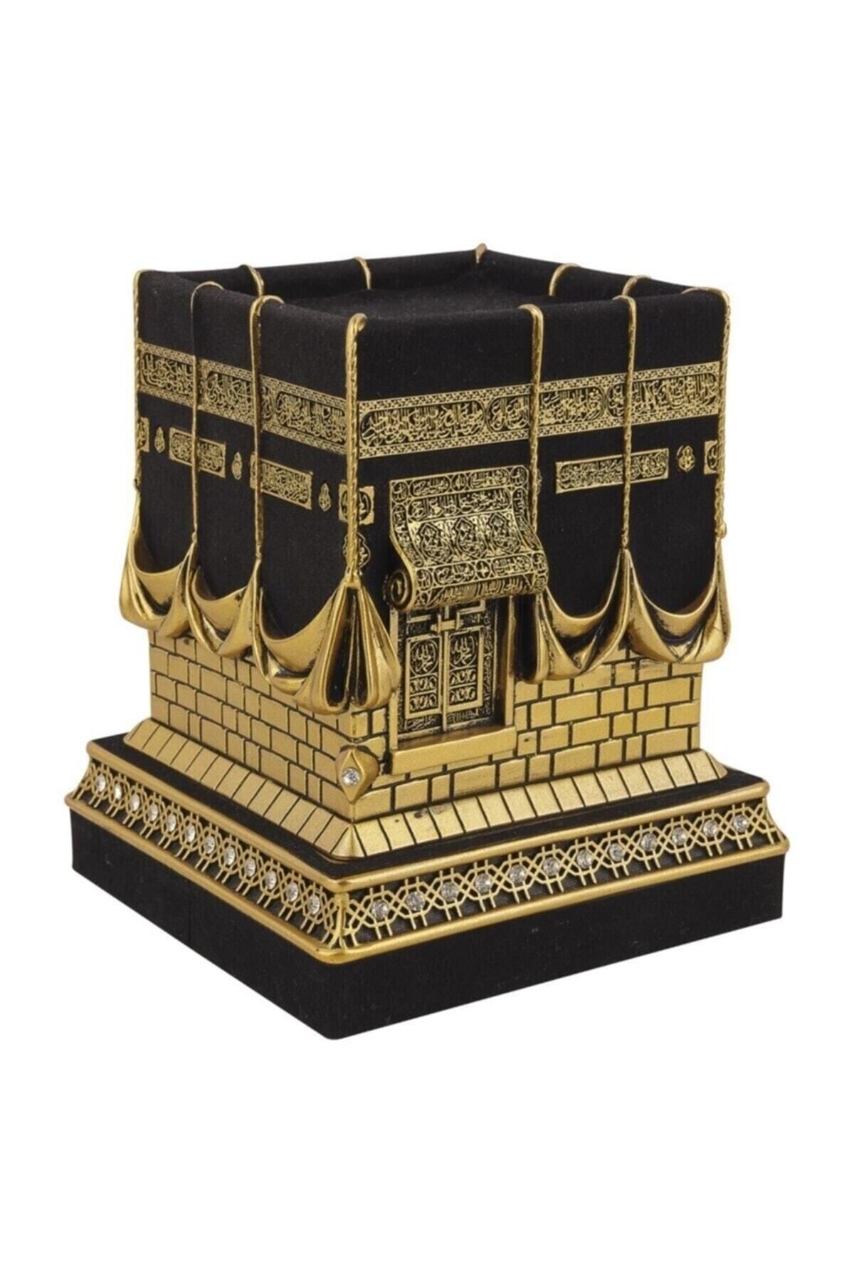DEKORANLA Sarı Renkli Büyük Kabe Maket Dekoratif Biblo 13x13x16 cm