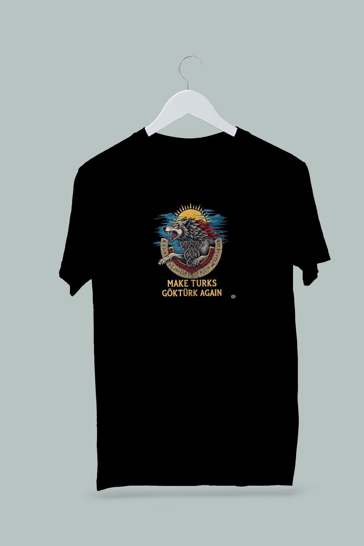 Maki Home Kadın Erkek Unisex Yetişkin Make Turks Gokturk Again I Baskılı Beyaz Gri Siyah Tshirt tişört