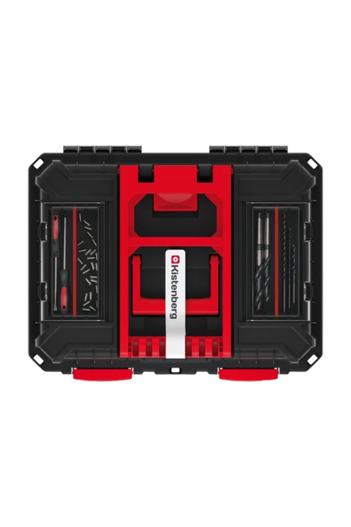 Generic-Kistenberg Heavy Durable Mobile Tool Trolley with Dual Handle Black and Red 25kg 7