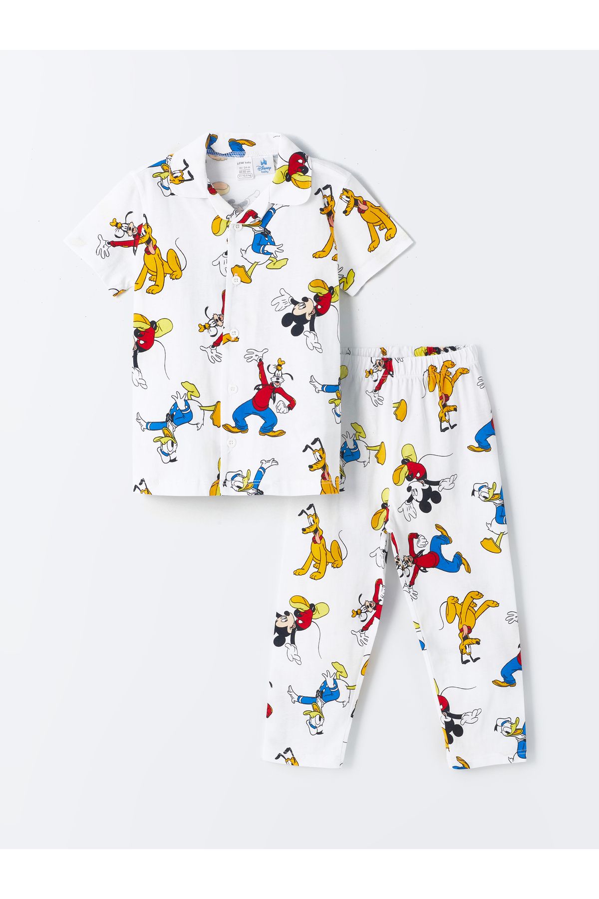 LC Waikiki Polo Yaka Kısa Kollu Mickey Mouse Baskılı Erkek Bebek Pijama Takımı