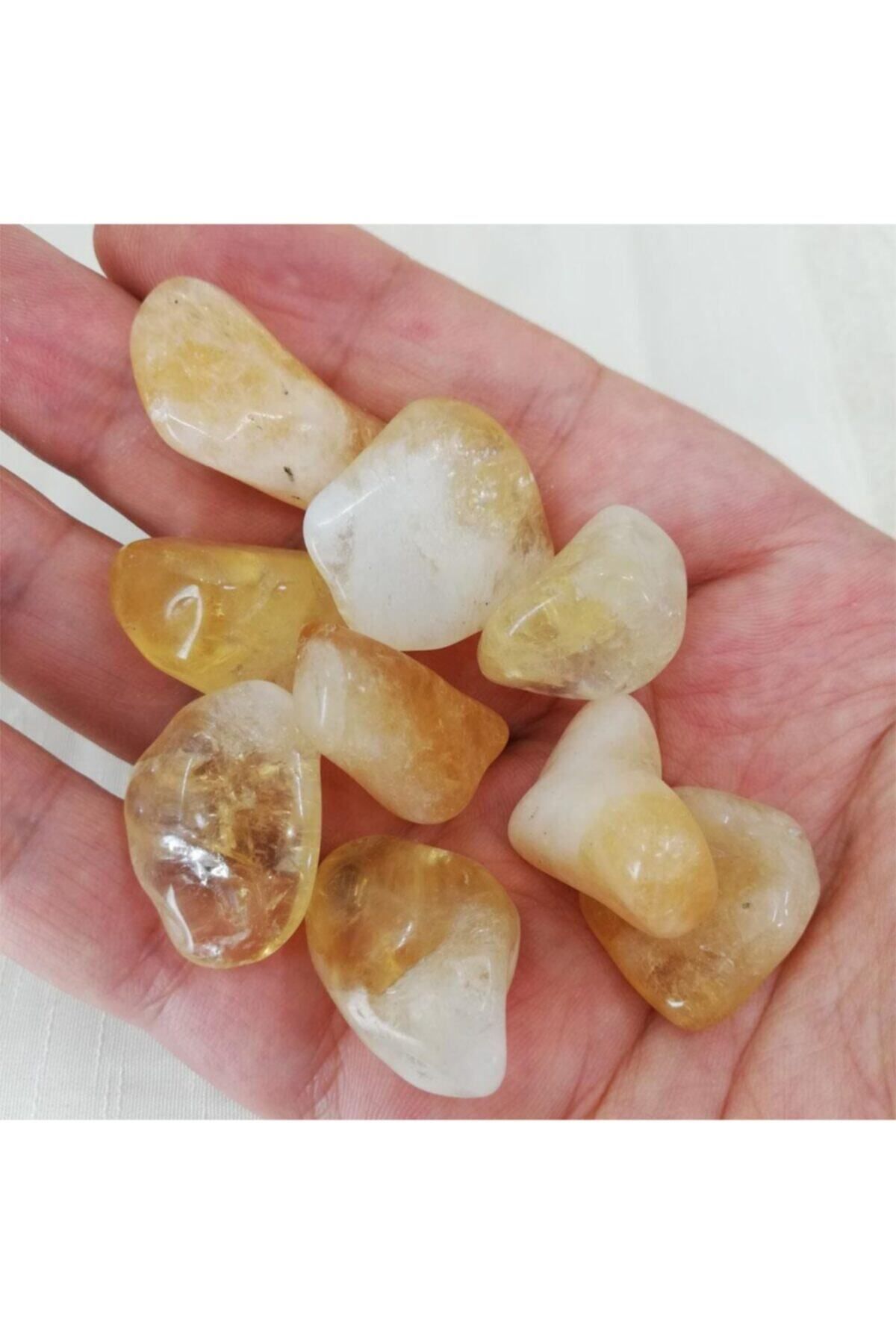 DEKORANLA 4 adet doğal sitrin taşı, 2-3 cm, parlak sarı renkli, enerji ve pozitiflik için uygun