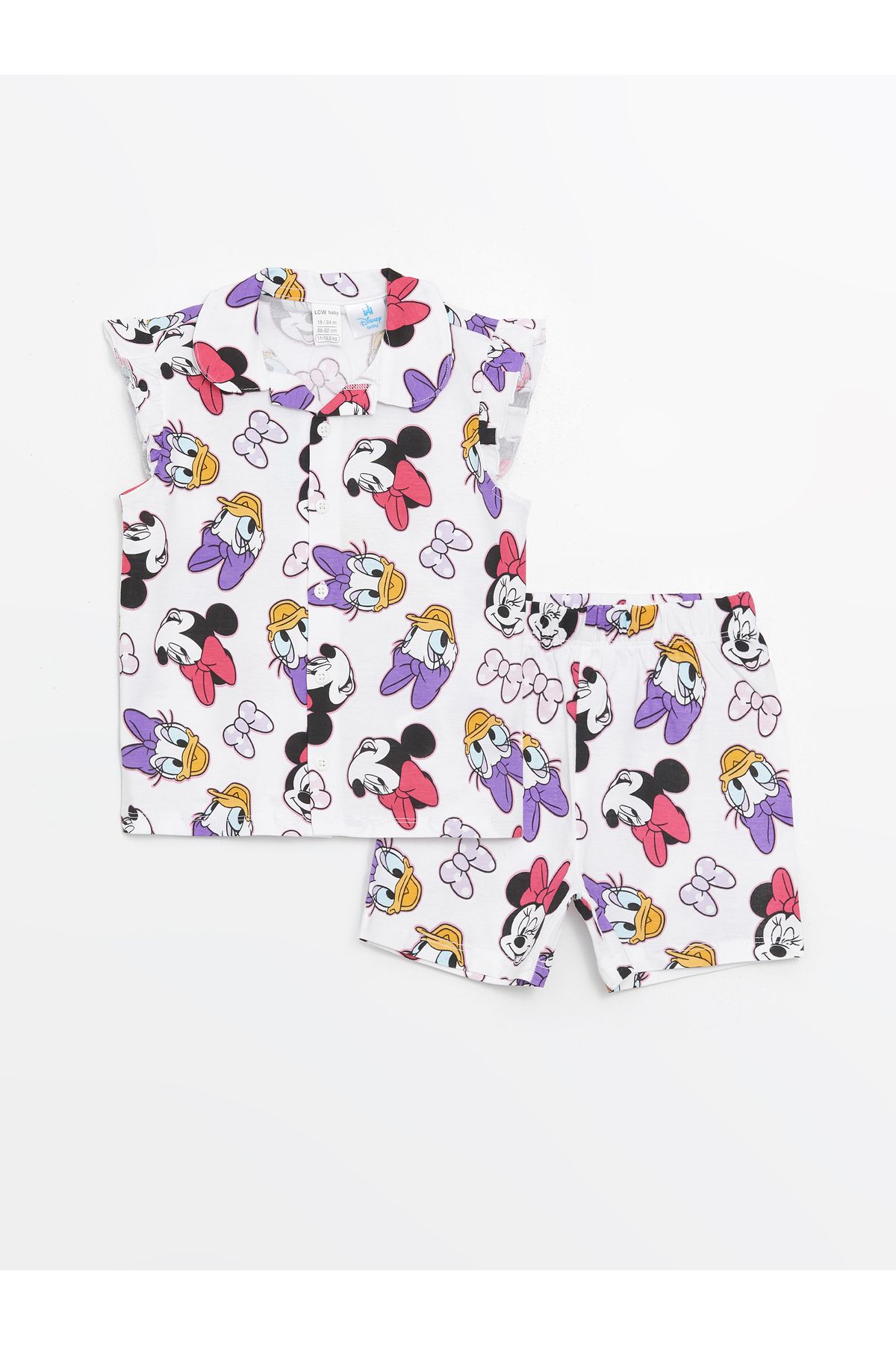 LC Waikiki Polo Yaka Kolsuz Daisy Duck Baskılı Kız Bebek Pijama Takımı