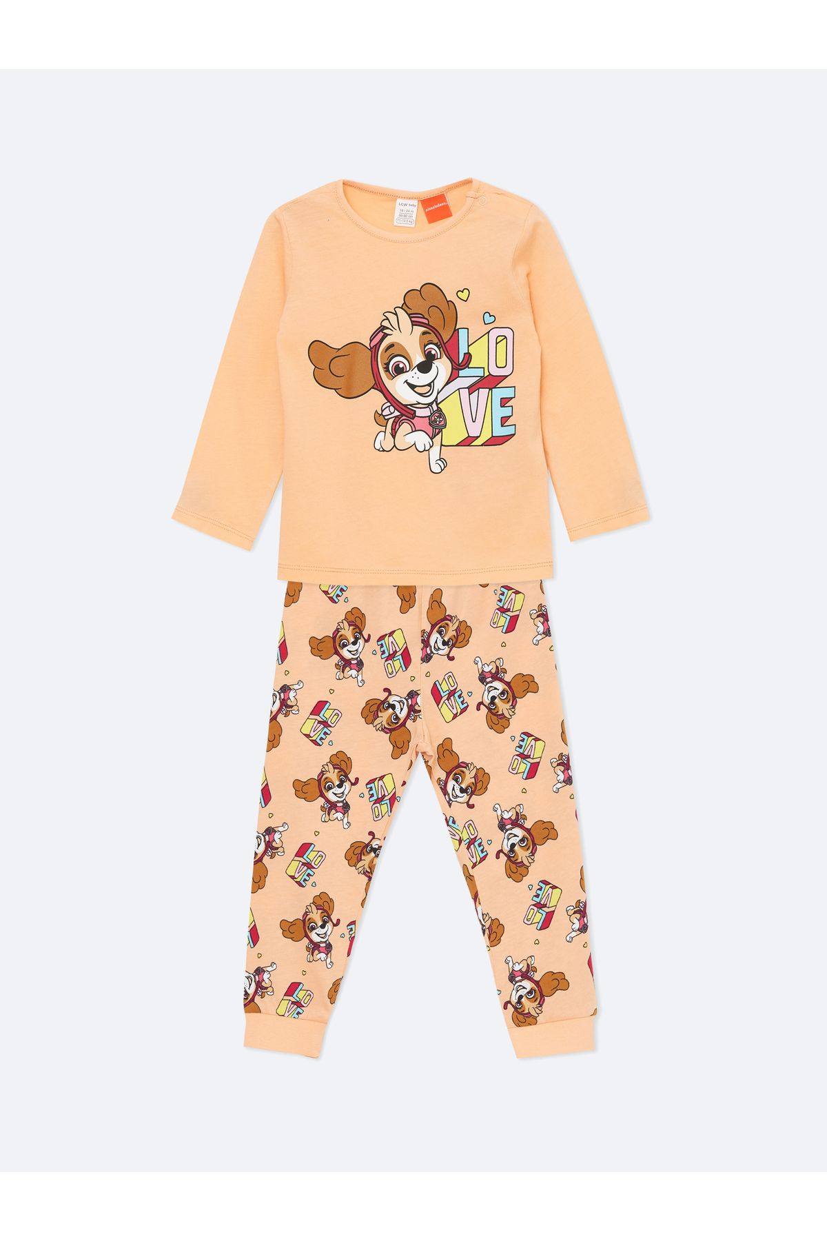 LC Waikiki Bisiklet Yaka Uzun Kollu Paw Patrol Baskılı Kız Bebek Pijama Takım