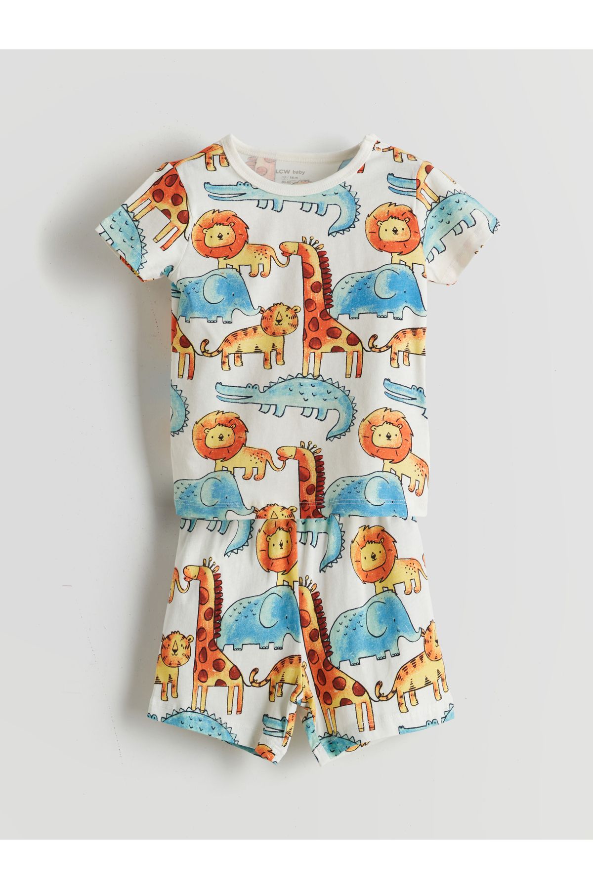LC Waikiki Bisiklet Yaka Baskılı Erkek Bebek Şortlu Pijama Takımı