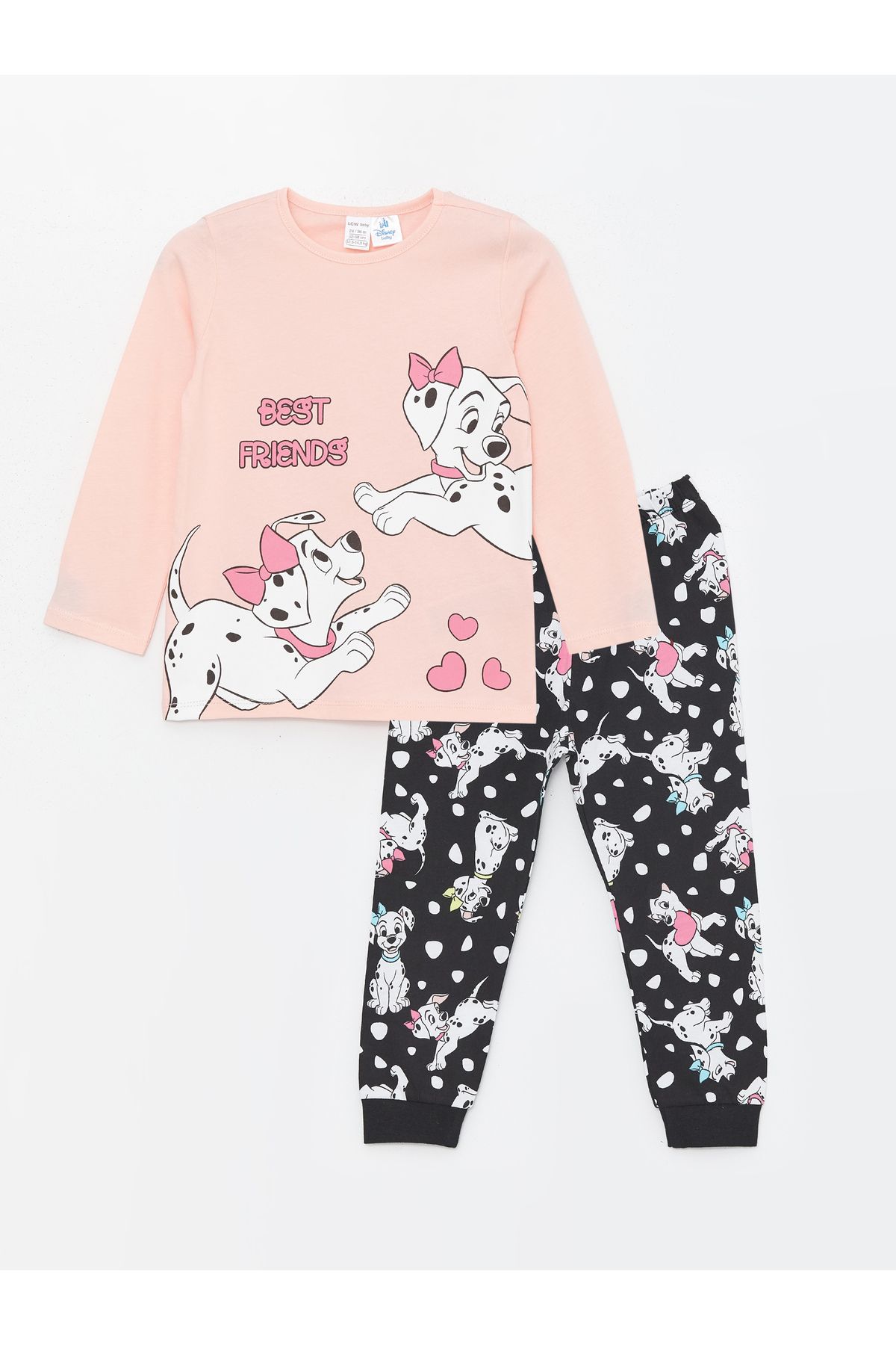 LC Waikiki Bisiklet Yaka 101 Dalmaçyalı Baskılı Kız Bebek Pijama Takım