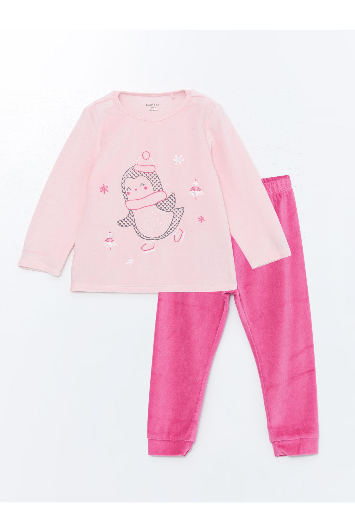 LC Waikiki Bisiklet Yaka Kadife Kız Çocuk Pijama Takımı