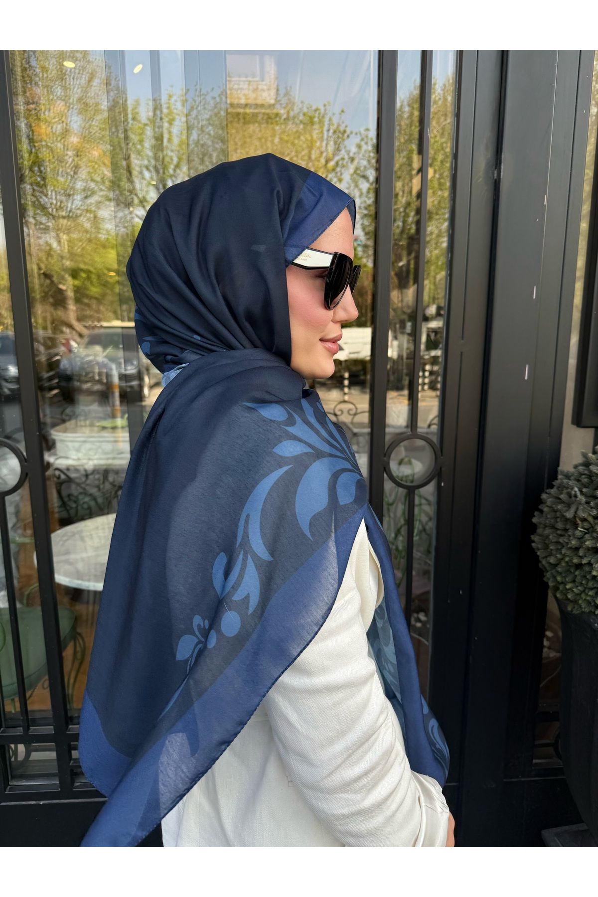 medascarfs Gri-Siyah Noir Coral Osmanlı Desen Şal