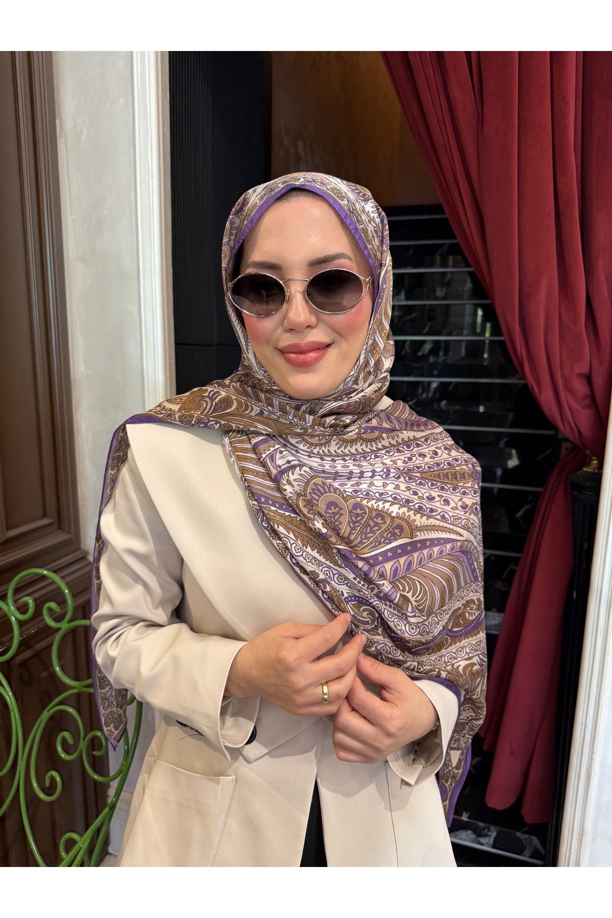 medascarfs Yeşil Etro Desen Şal