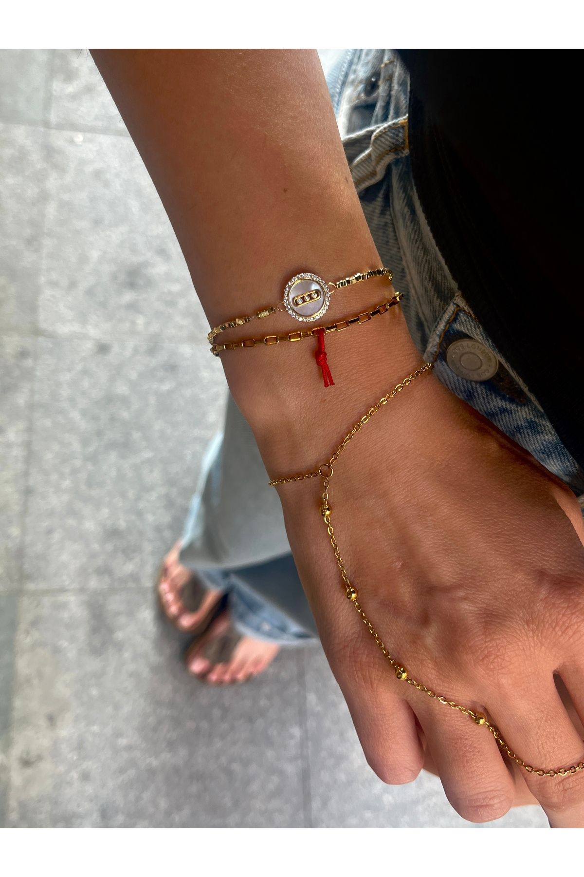 Hoop jewelery taşlı model bileklik