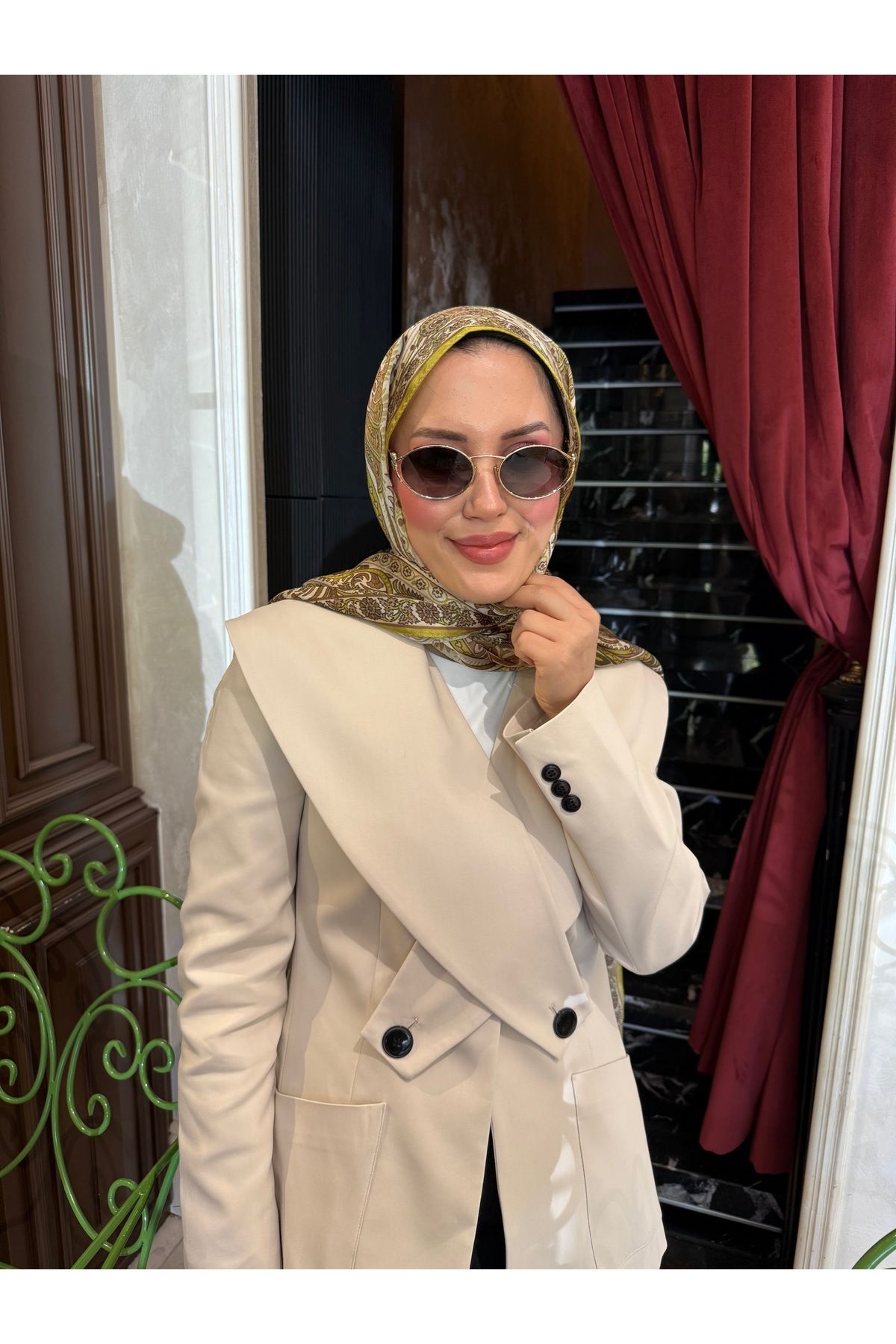 medascarfs Yeşil Etro Desen Şal