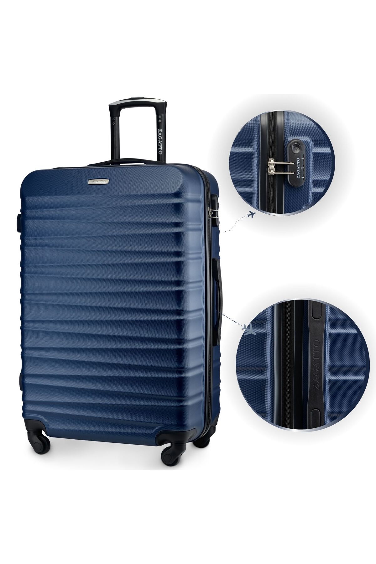 zagatto-Valiză mare, albastră, 90L, roți pivotante, mâner din aluminiu, mărimea L, ZG501 A 9