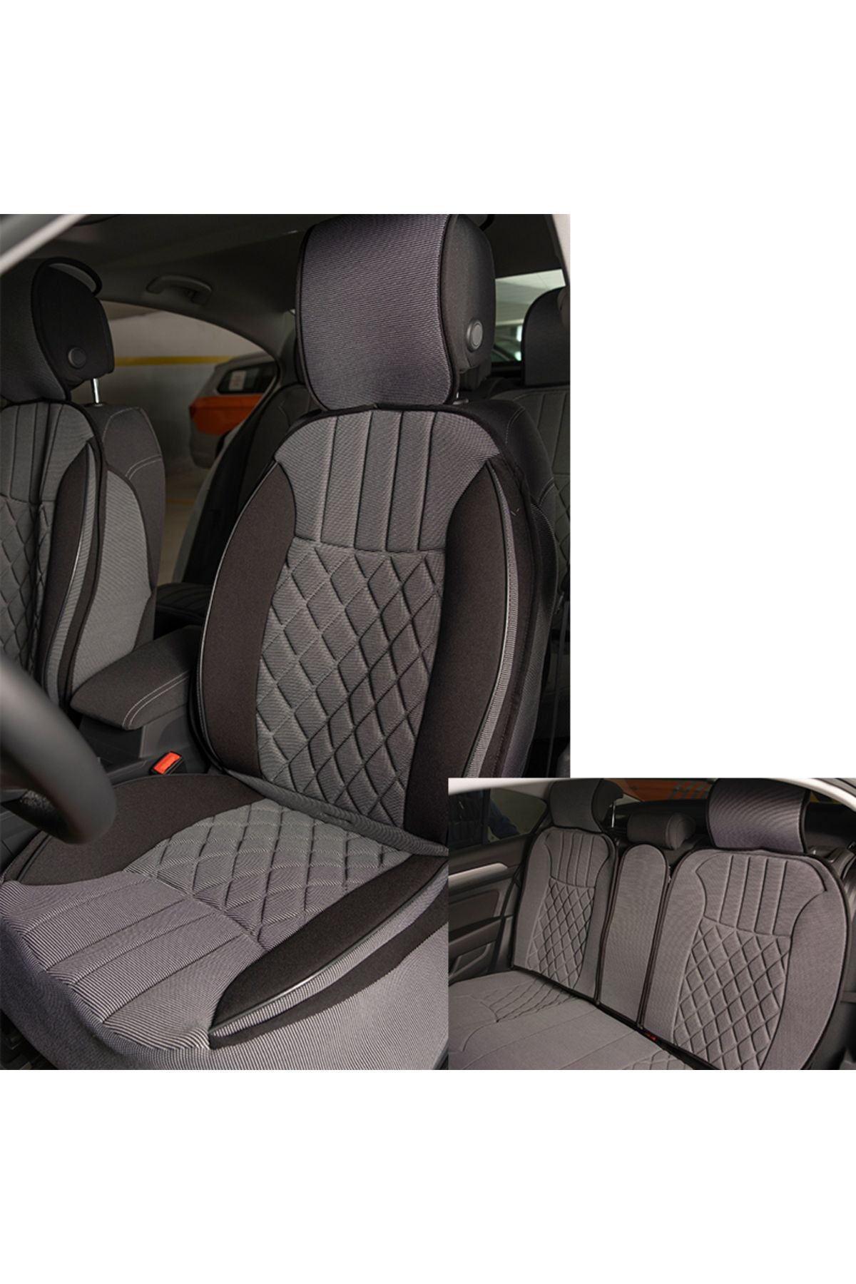 autogoodstore Volvo S70 Uyumlu Lüx Oto Koltuk Minderi Ön Arka 5'li Set Elegance Gri Siyah