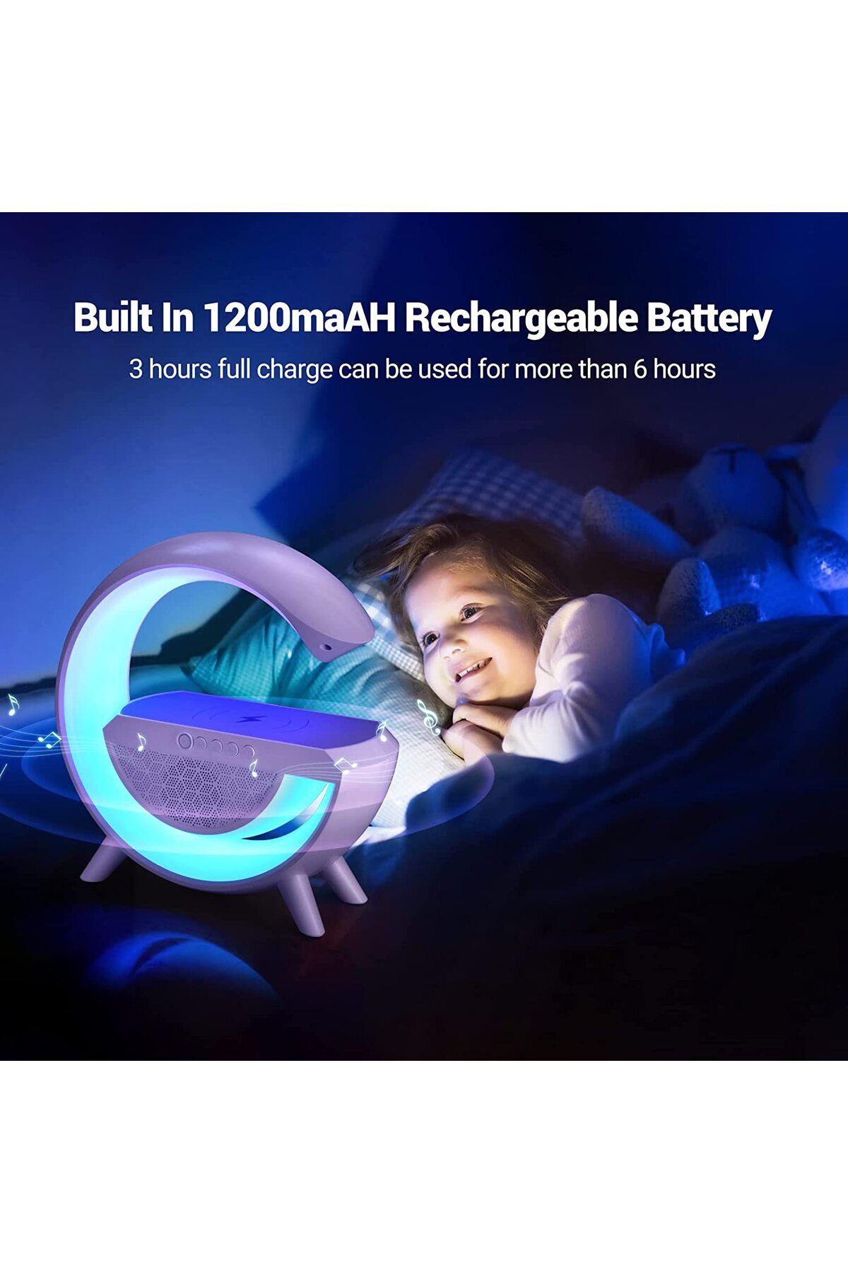 Generic-Rechargeable 3 in 1 Wireless Charger and Bluetooth Speaker and Night Light in Multicolour 4