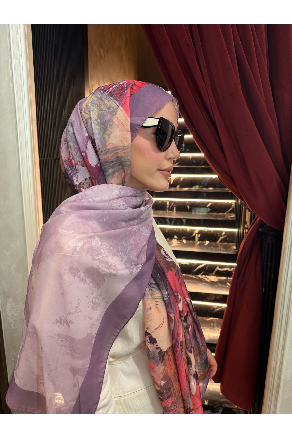 medascarfs Lila Lavender Orman Desen Şal