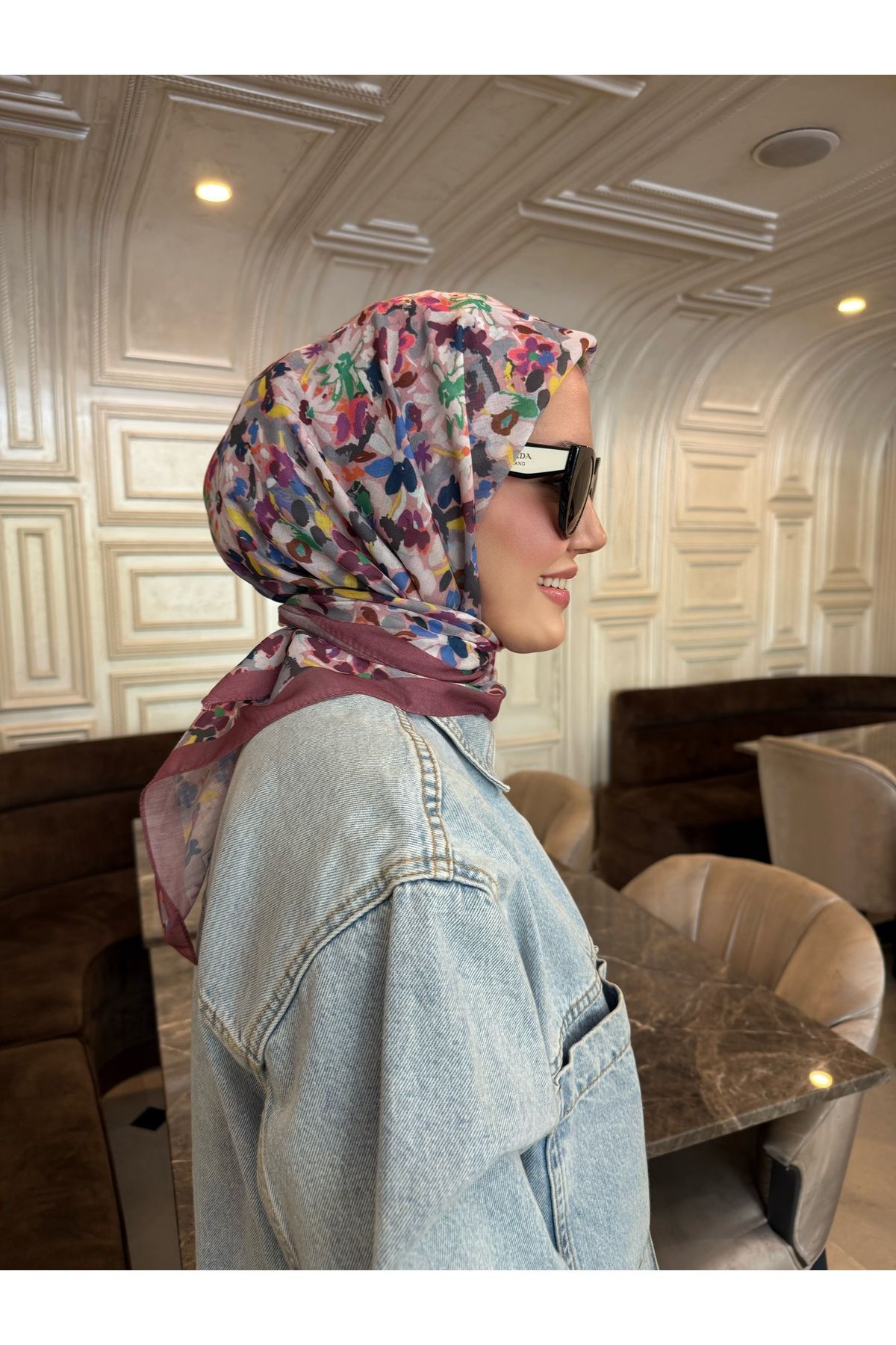 medascarfs Bouqet Çiçek Desen Eşarp