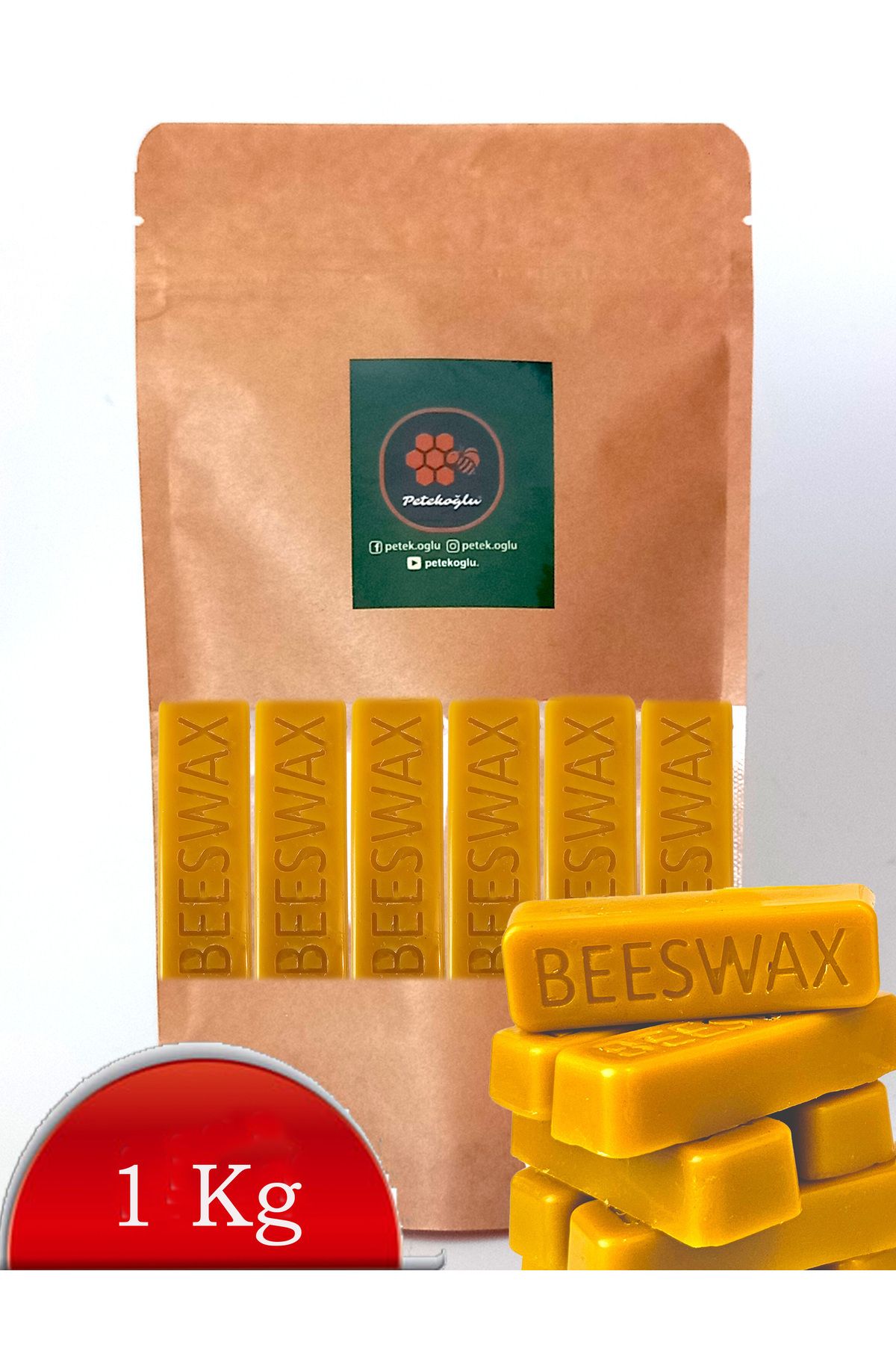 DEKORANLA Doğal Saf Balmumu 1 Kg, Filtre Edilmiş, Sarı Renkli, Yüksek Kalite Külçe