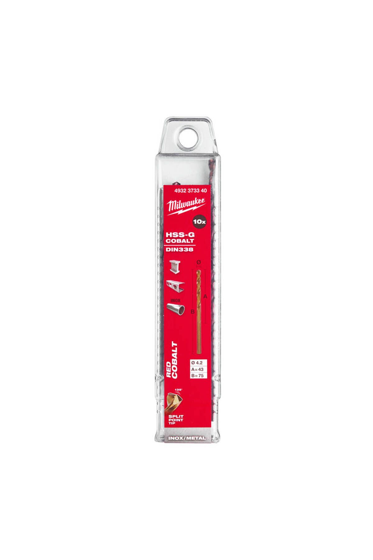 Milwaukee METAL MATKAP UCU HSS-G CO(ALT SERİ)4,2X 80mm 10LU MİLWAUKEE