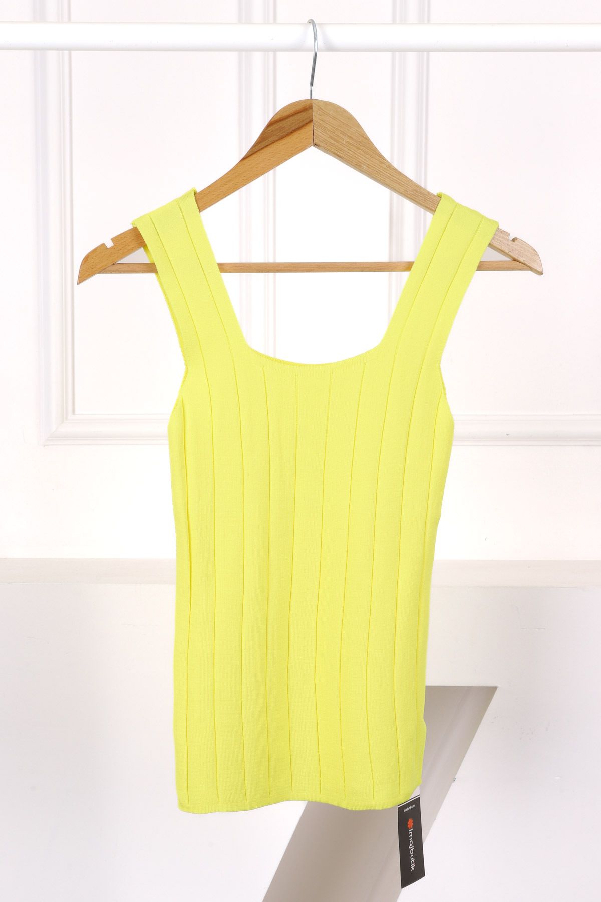 İmajButik Sarı Fitilli Kare Yaka Bluz