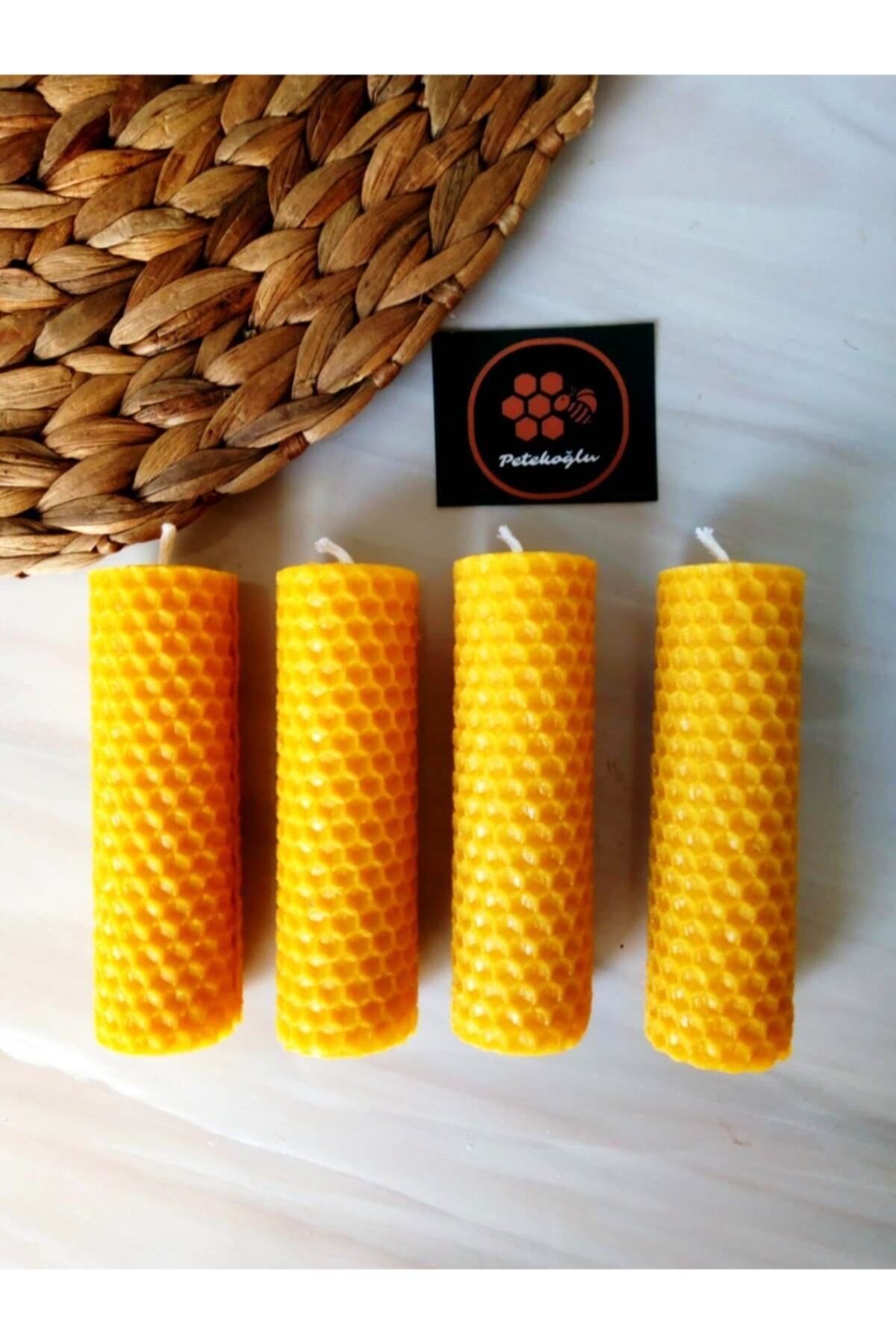 DEKORANLA Sarı Balmumu Mum 3cmx10cm, 4'lü Paket, Doğal ve Güzel Atmosfer Yaratıcı