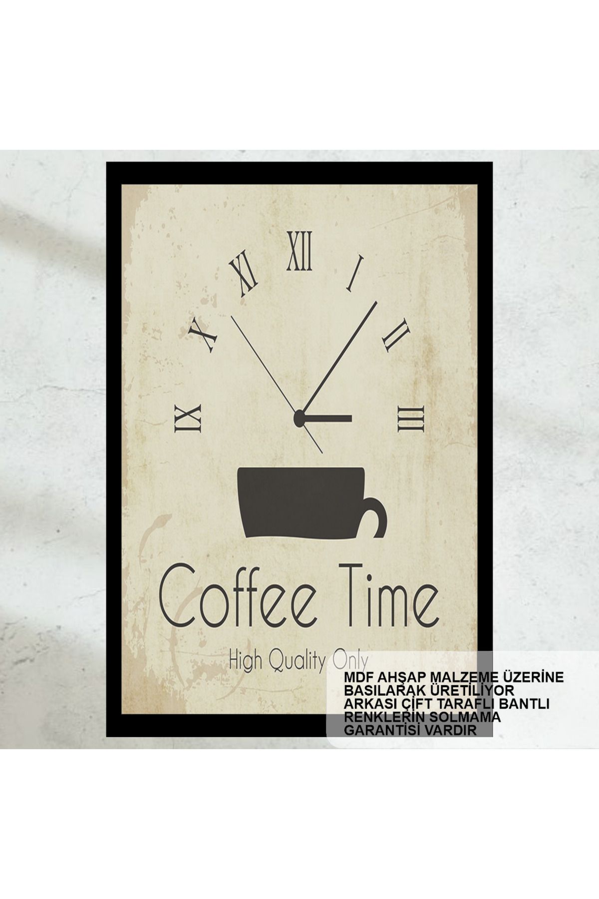 DEKORANLA Retro ahşap kahve saati dekoratif tablo, ev ve kafe şıklığına uygun tasarım
