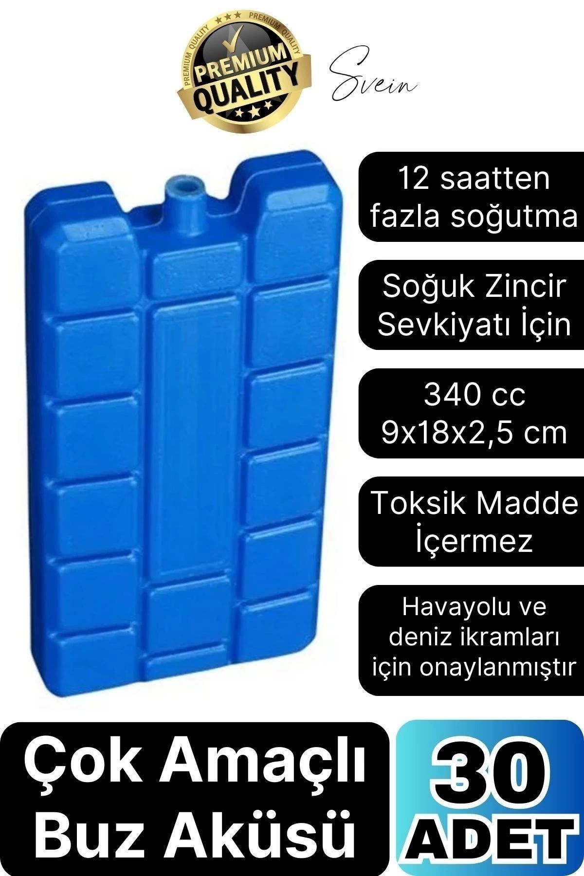 DEKORANLA 30 Adet Buz Aküsü, 12 Saat Termal Soğutma, Kamp, Piknik, Seyahat Çanta, Soğuk Kutusu