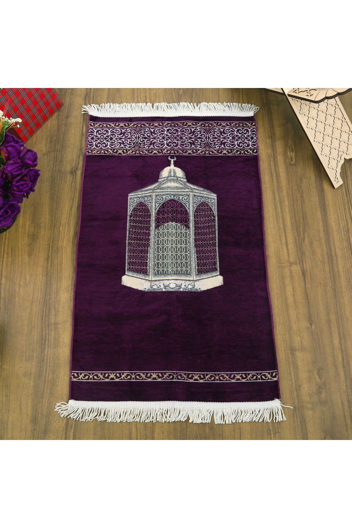 İkranur Makam-ı İbrahim Lüks Şönil Seccade Mor (70x126cm) 240 gr