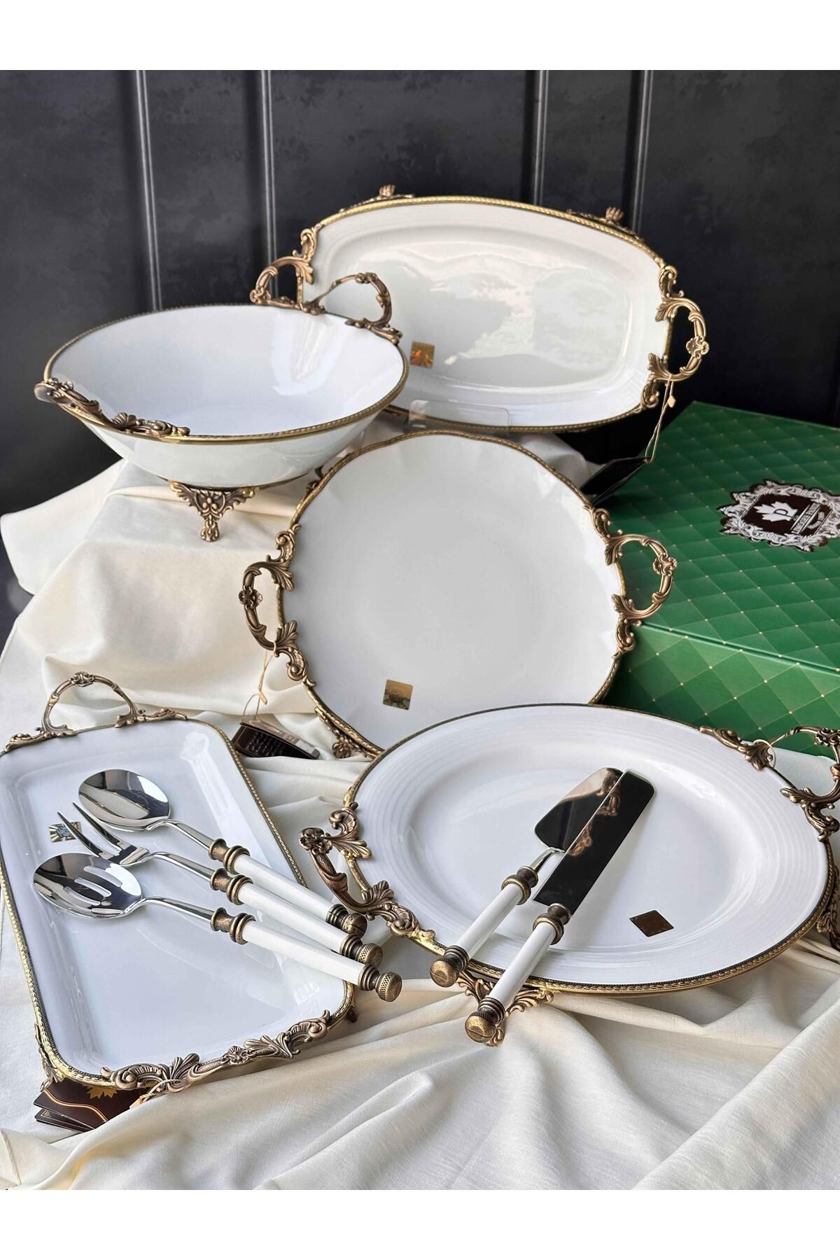 ROSSEV Antique White Sunum Set 10 Parça