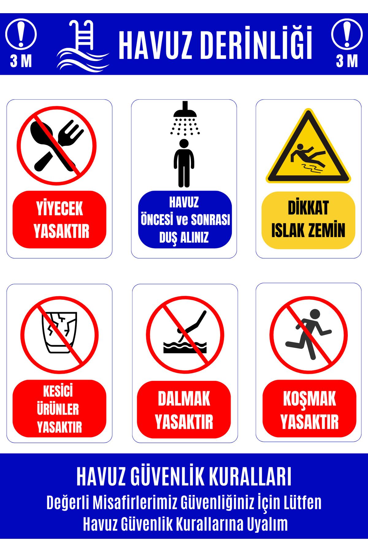 Girl Power 35 x 50 Havuz Güvenlik Kuralları Folyo Baskı Sticker Uyarı Levhası