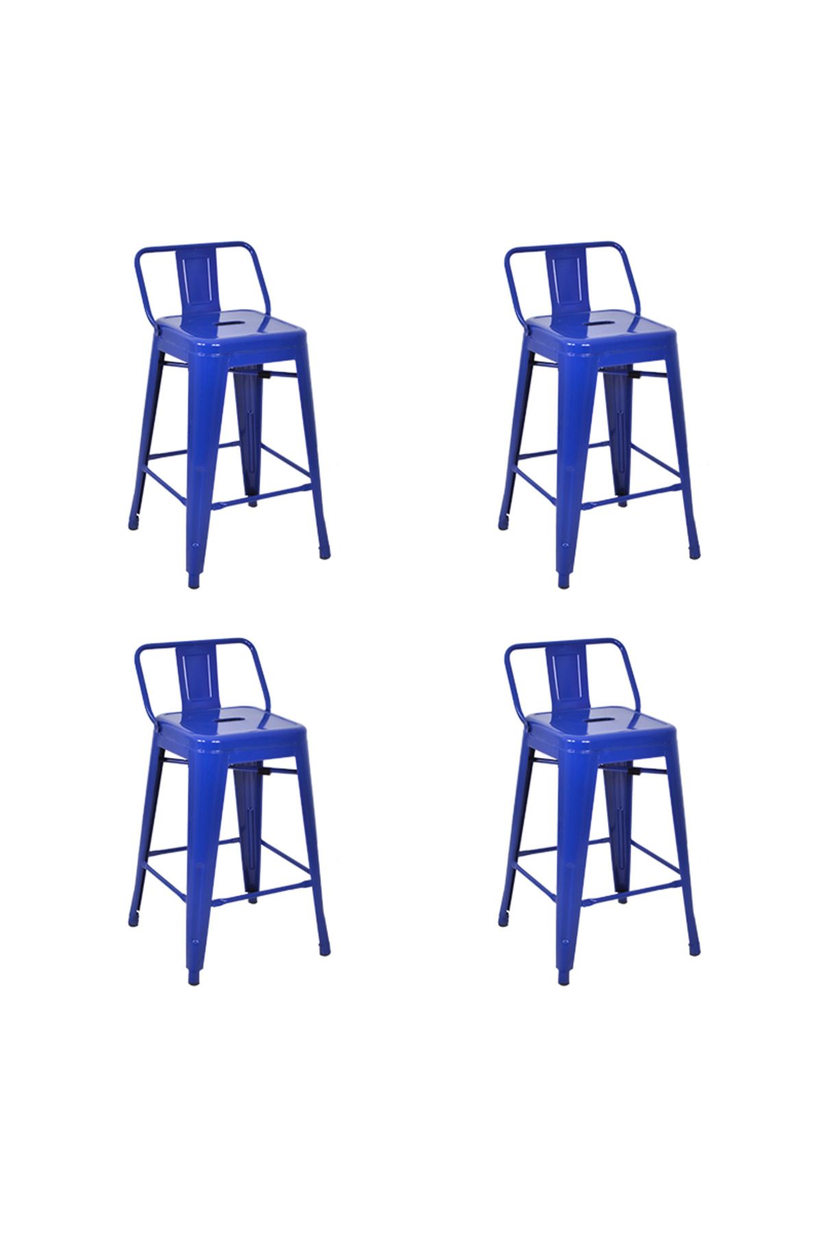 ChairLife Tolix Sırtlı Yüksek Metal Tabure (4 Adet)